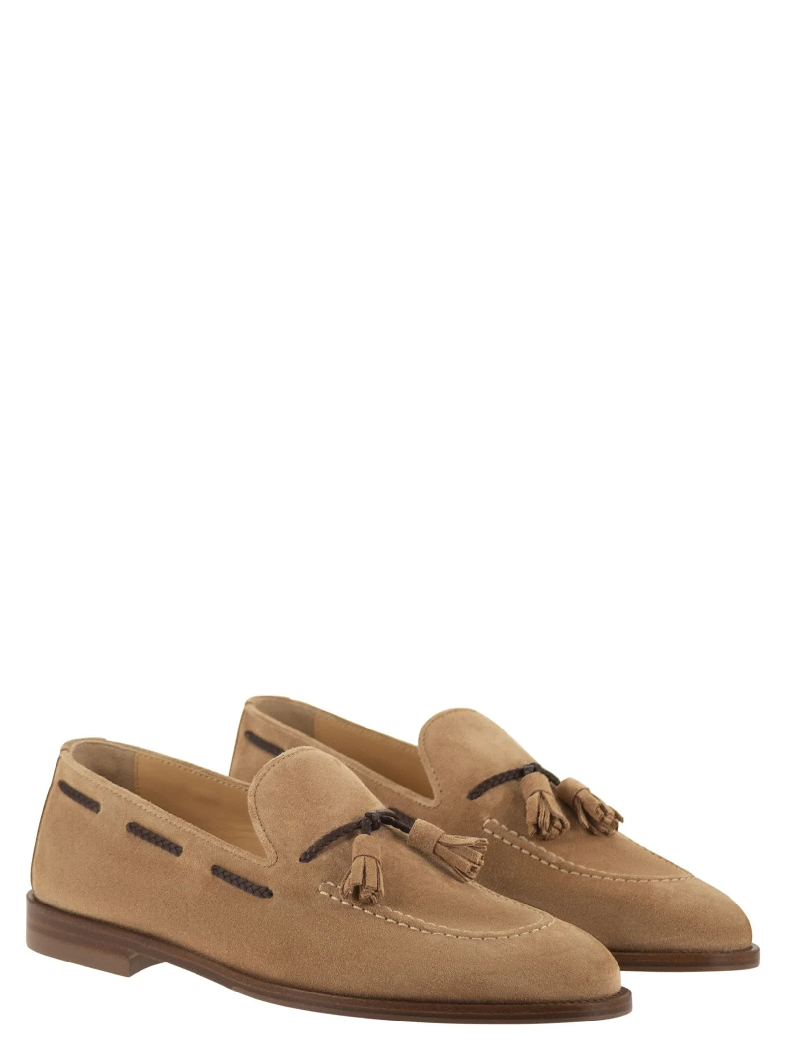 Brunello Cucinelli Men Suede Loafers With Tassels - Image 4