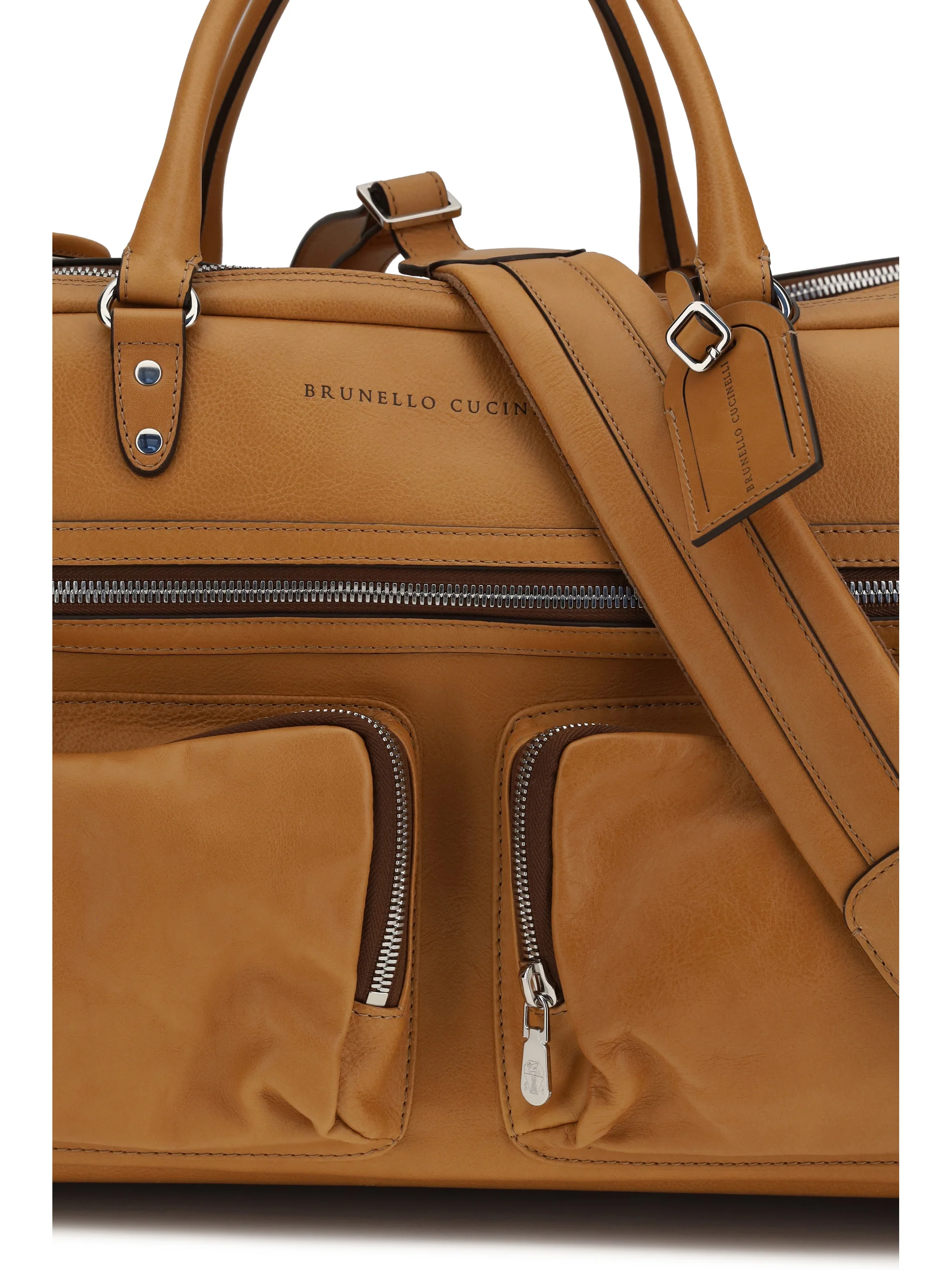 Brunello Cucinelli Men Leather Trolley Travel Bag - Image 4