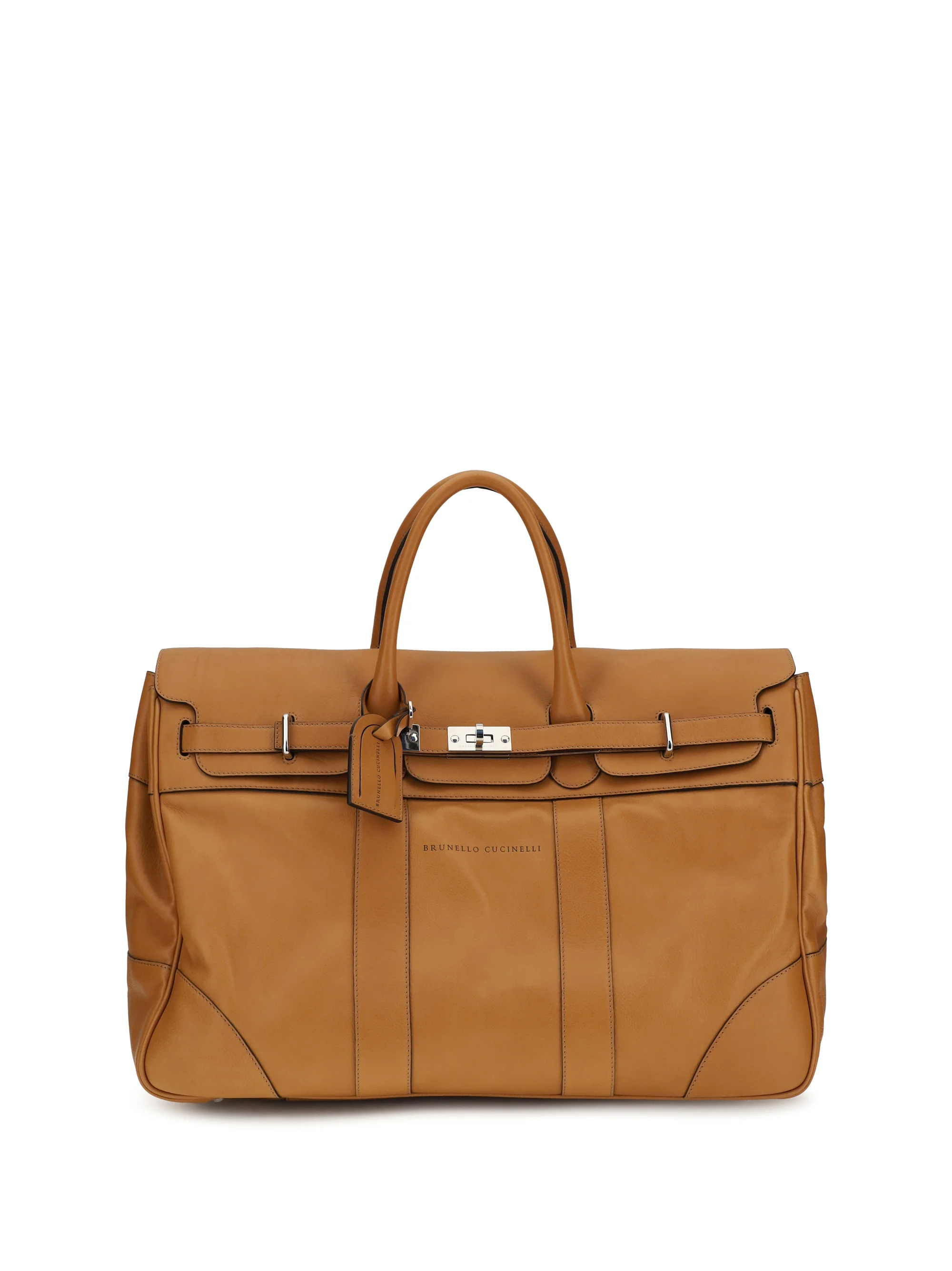 Brunello Cucinelli Men Leather Travel Bag With Logo