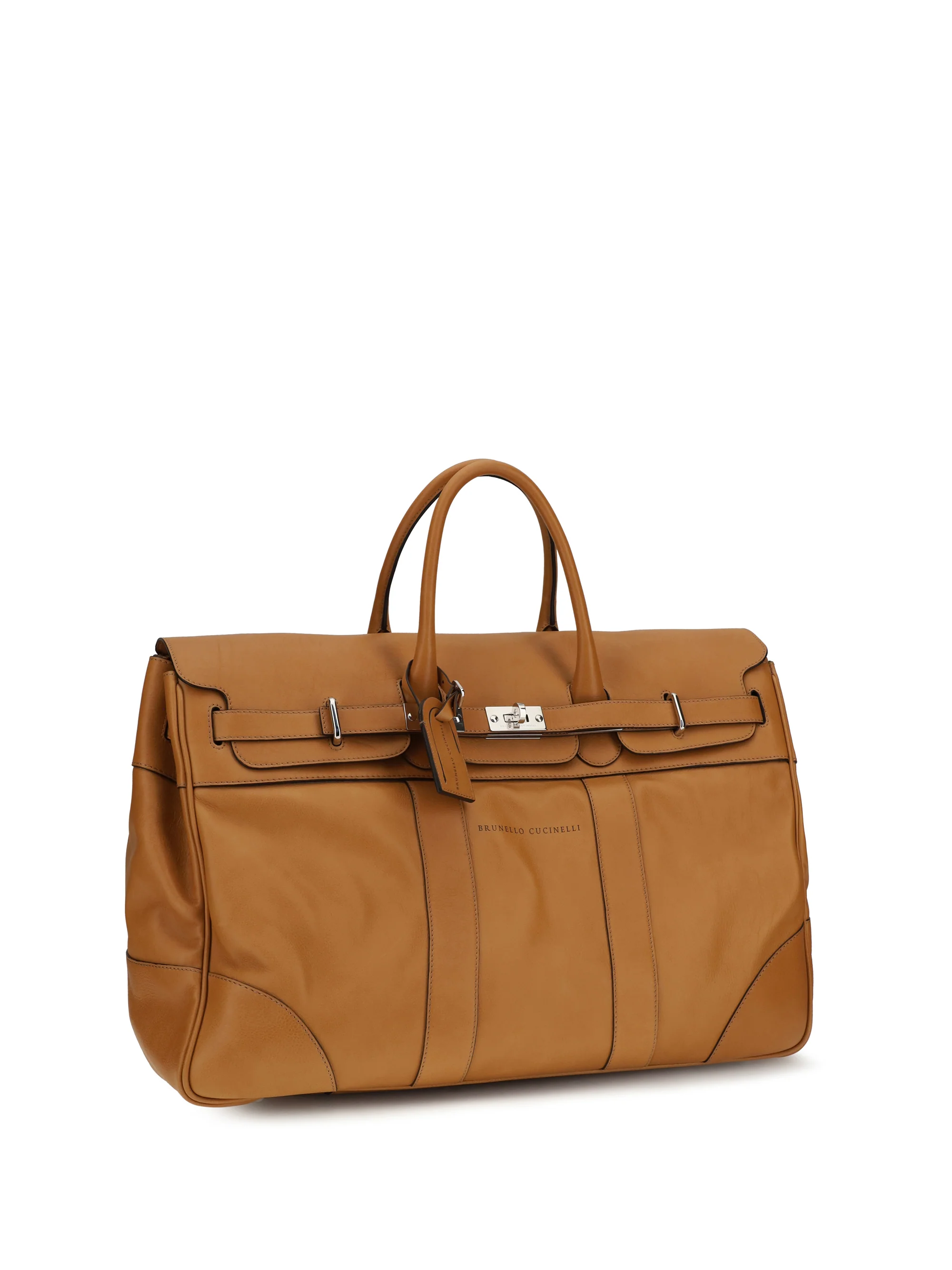 Brunello Cucinelli Men Leather Travel Bag With Logo - Image 2