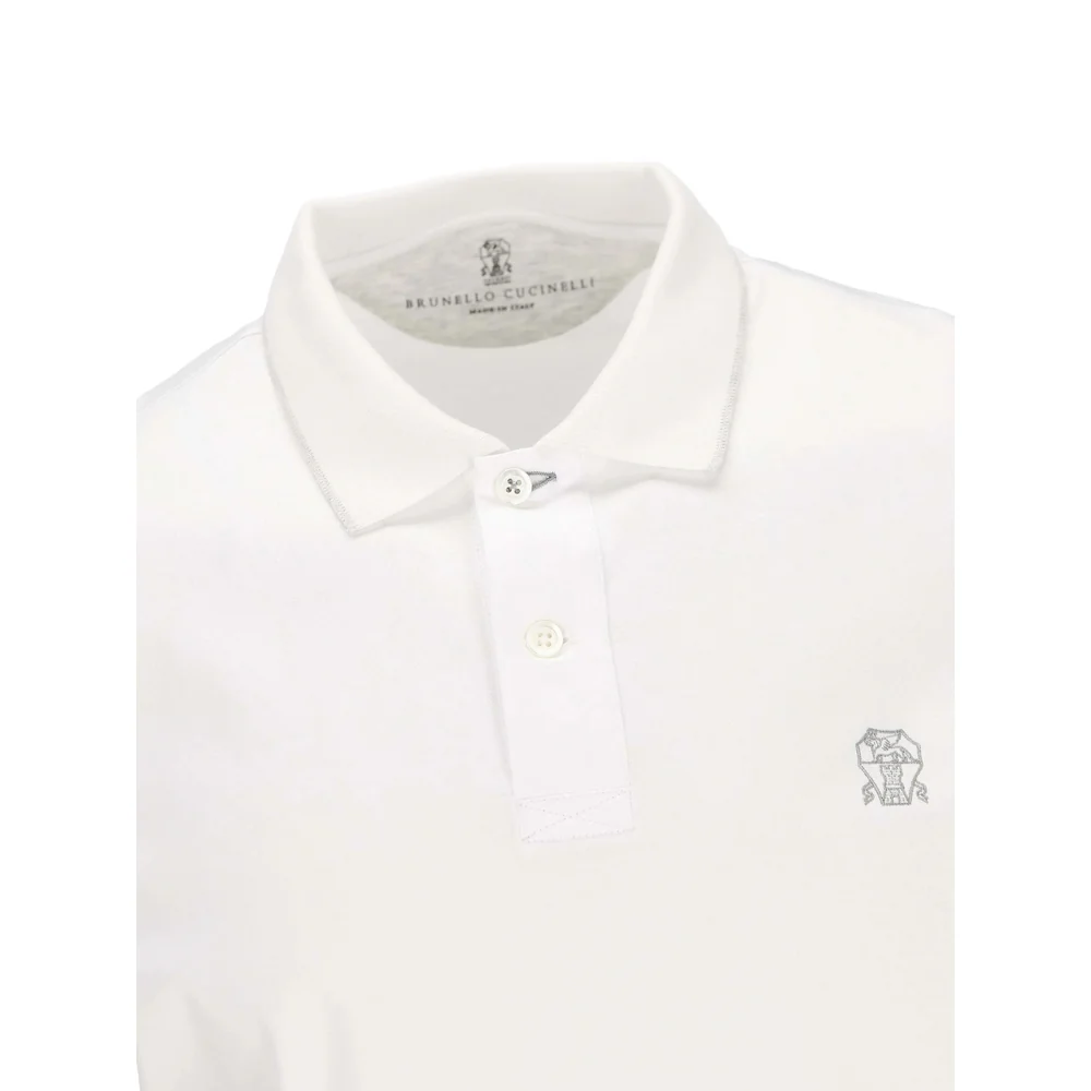 Brunello Cucinelli White Polo Shirts Men - Image 3