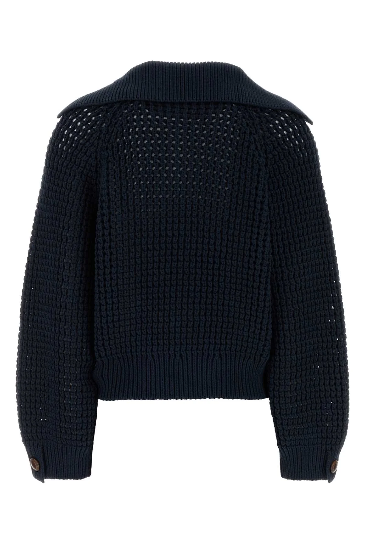 Brunello Cucinelli Women Blue Cotton Blend Sweater - Image 2