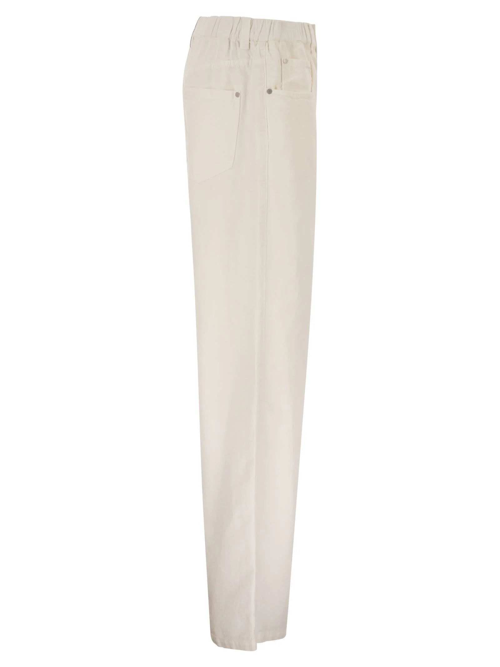 Brunello Cucinelli Women Contemporary Trousers In Garment-Dyed Cotton And Linen Cover With Monile - Image 3