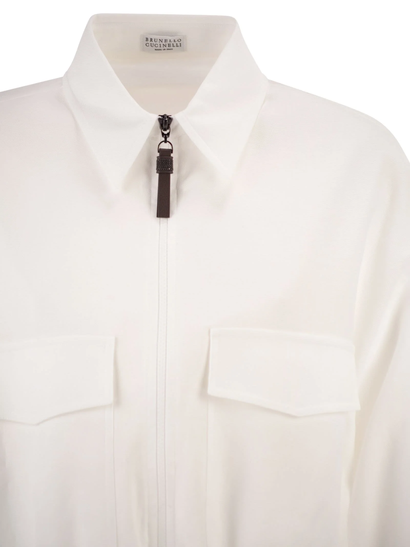 Brunello Cucinelli Women Cotton Canvas Outerwear With Shiny Zip Pull - Image 4