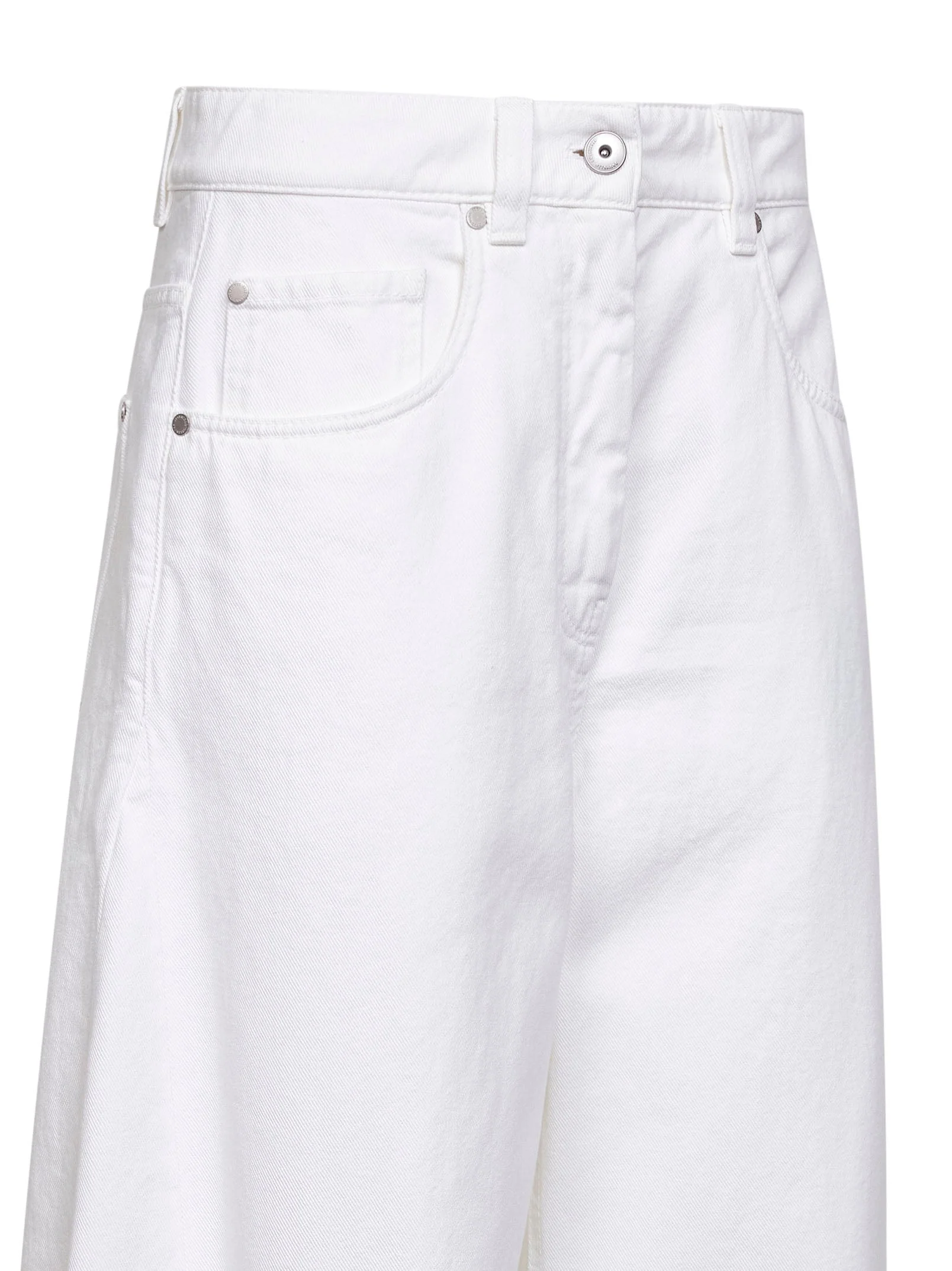 Brunello Cucinelli Women Ivory Authentic Denim Relaxed Jeans With Monili - Image 3