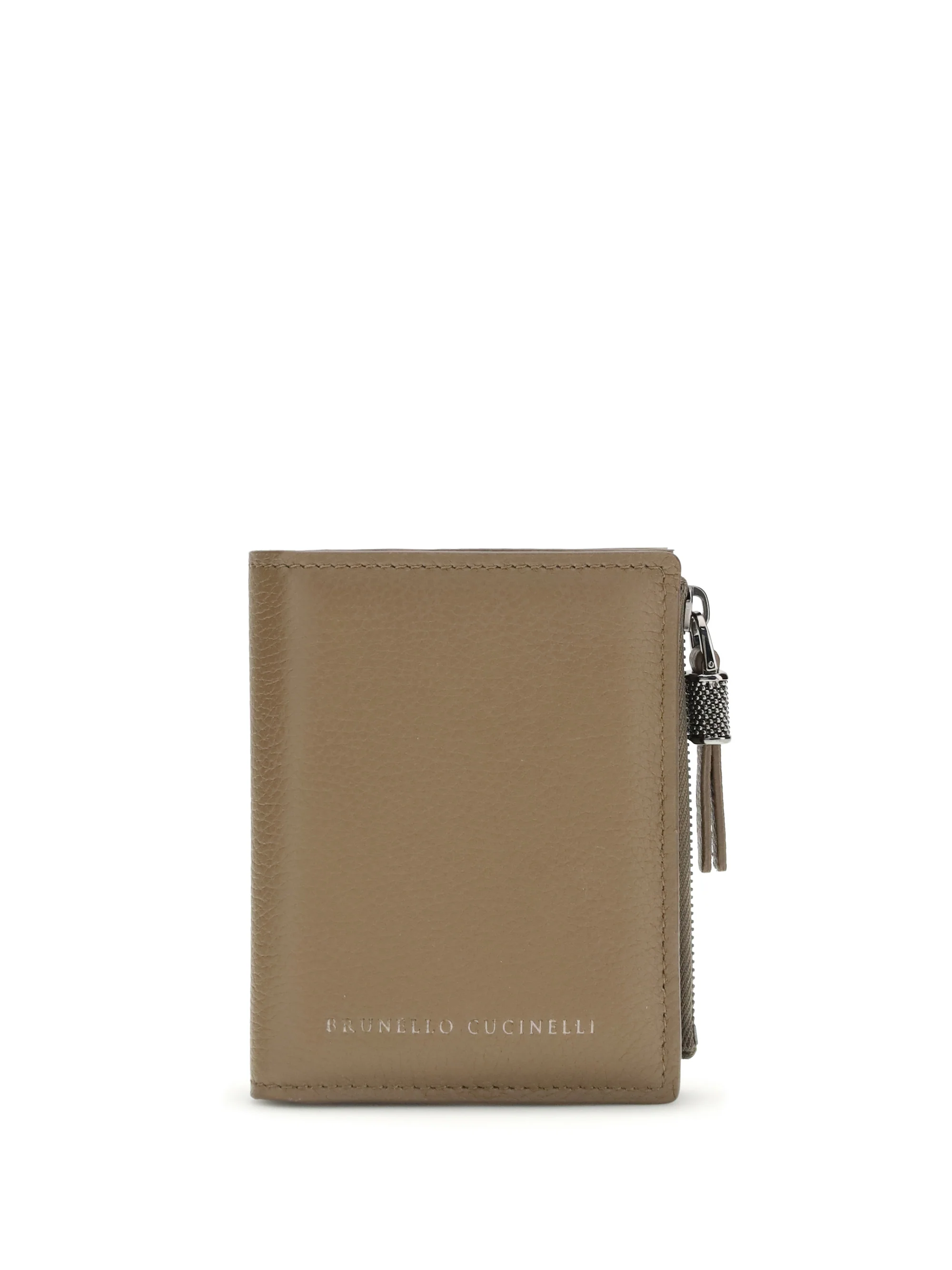 Brunello Cucinelli Women Leather Wallet With Grain And Shiny Zipper Pull