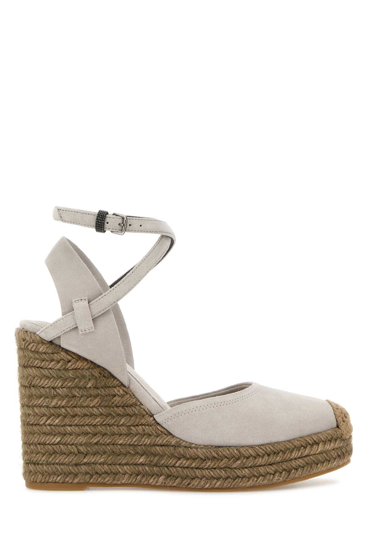 Brunello Cucinelli Women Light Grey Suede Wedges