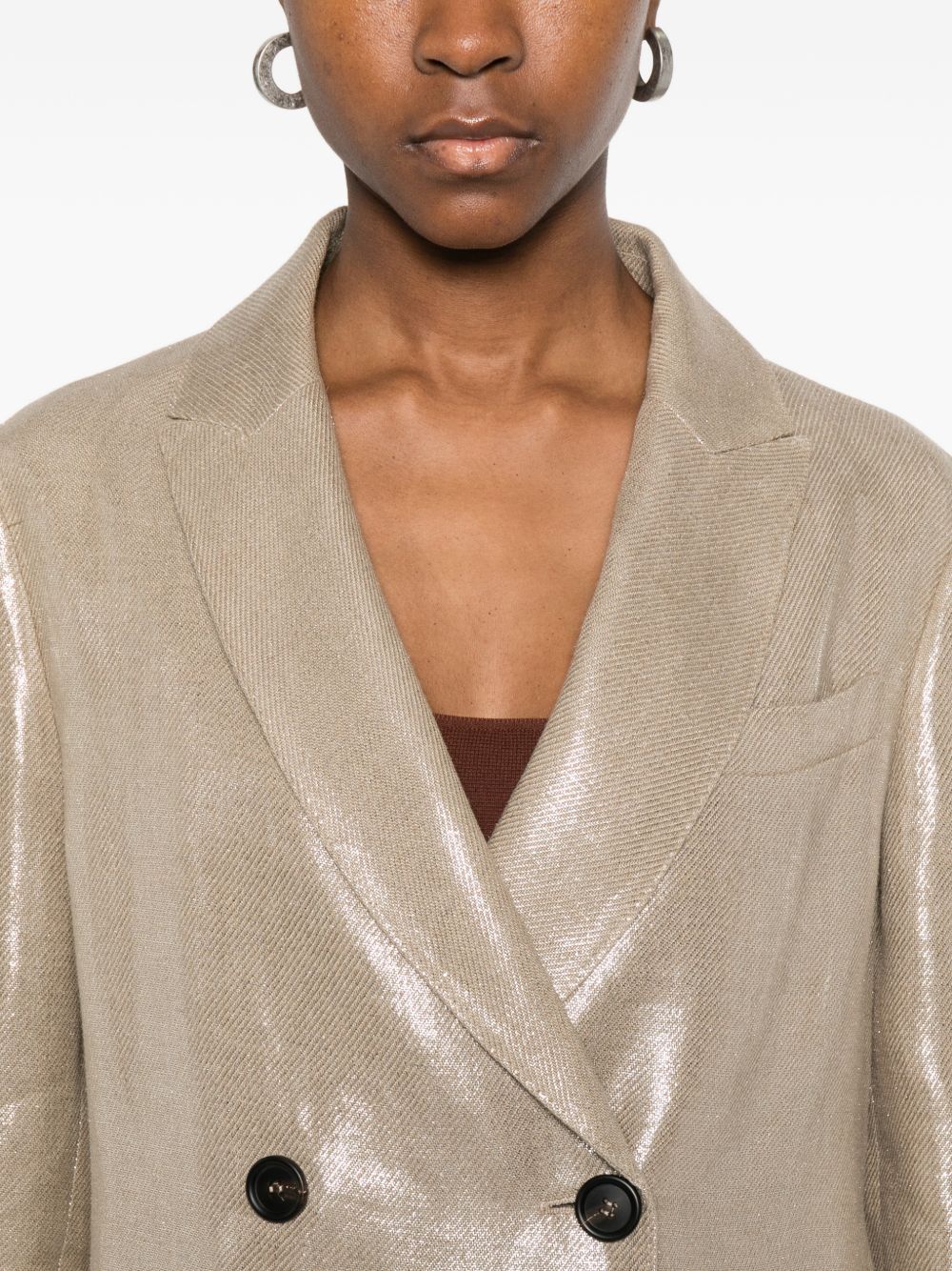 Brunello Cucinelli Women Linen Double-Breasted Jacket - Image 4