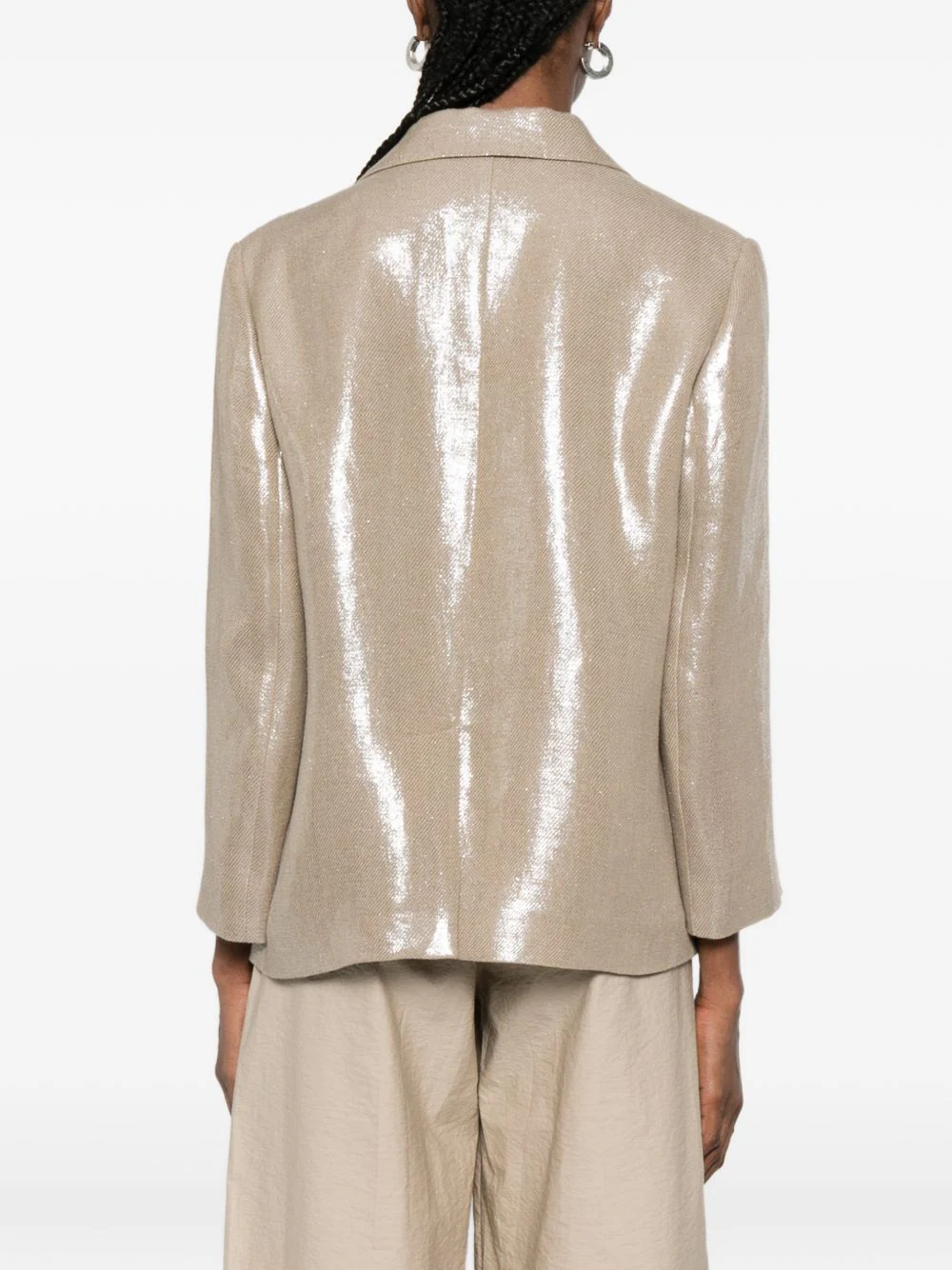 Brunello Cucinelli Women Linen Double-Breasted Jacket - Image 5