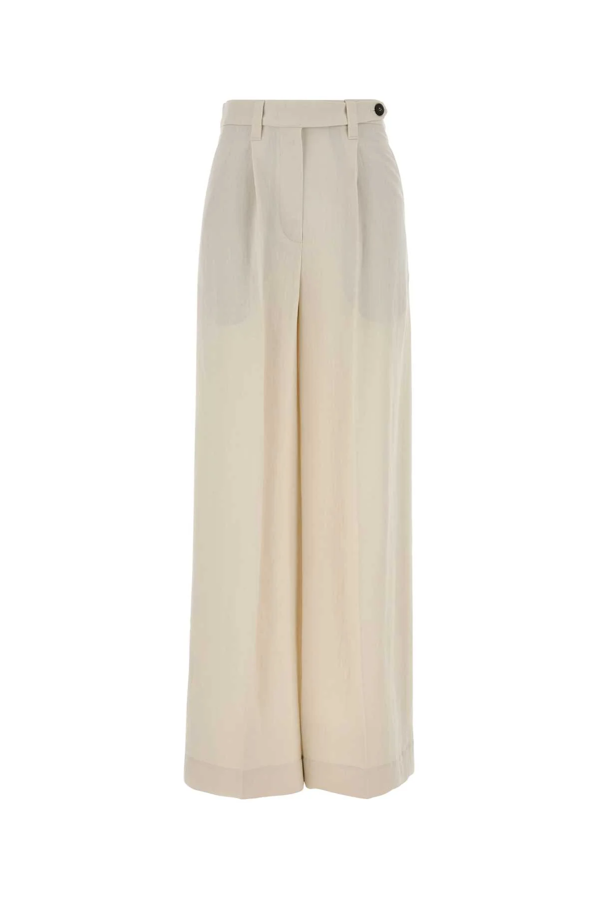Brunello Cucinelli Women Ivory Viscose Blend Wide-Leg Pant