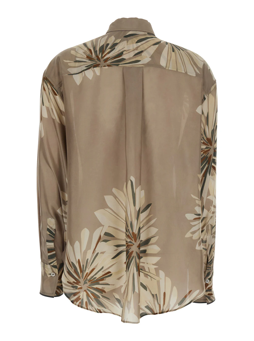 Brunello Cucinelli Women Beige Shirt With All-Over Print In Silk Woman - Image 2