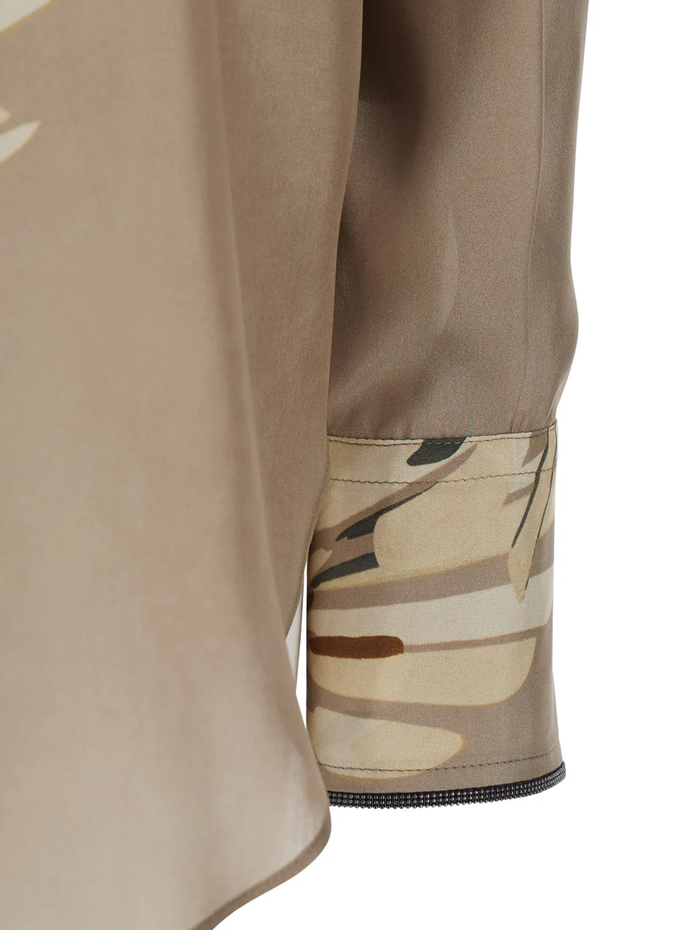 Brunello Cucinelli Women Beige Shirt With All-Over Print In Silk Woman - Image 3