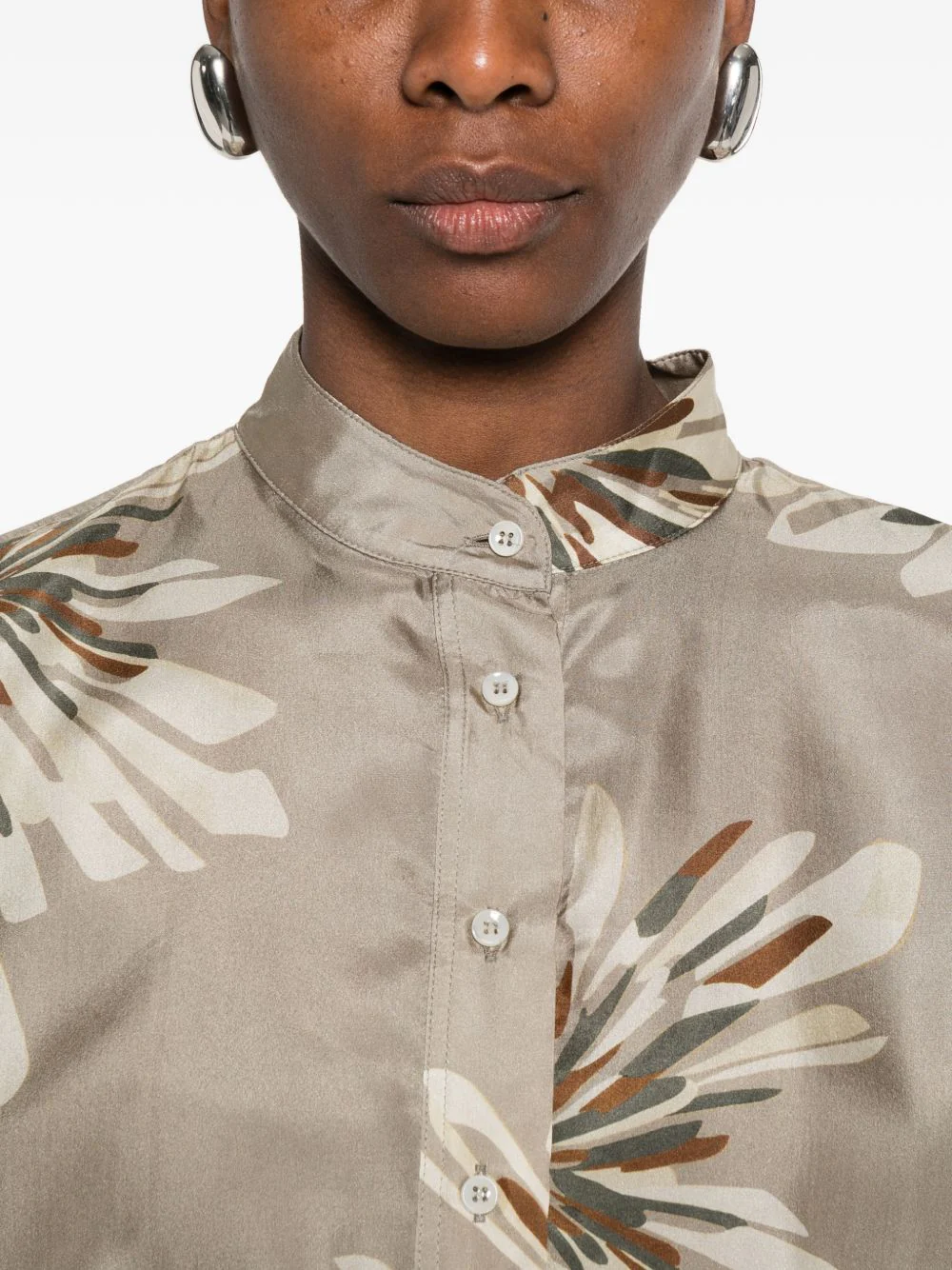 Brunello Cucinelli Women Printed Silk Shirt - Image 3