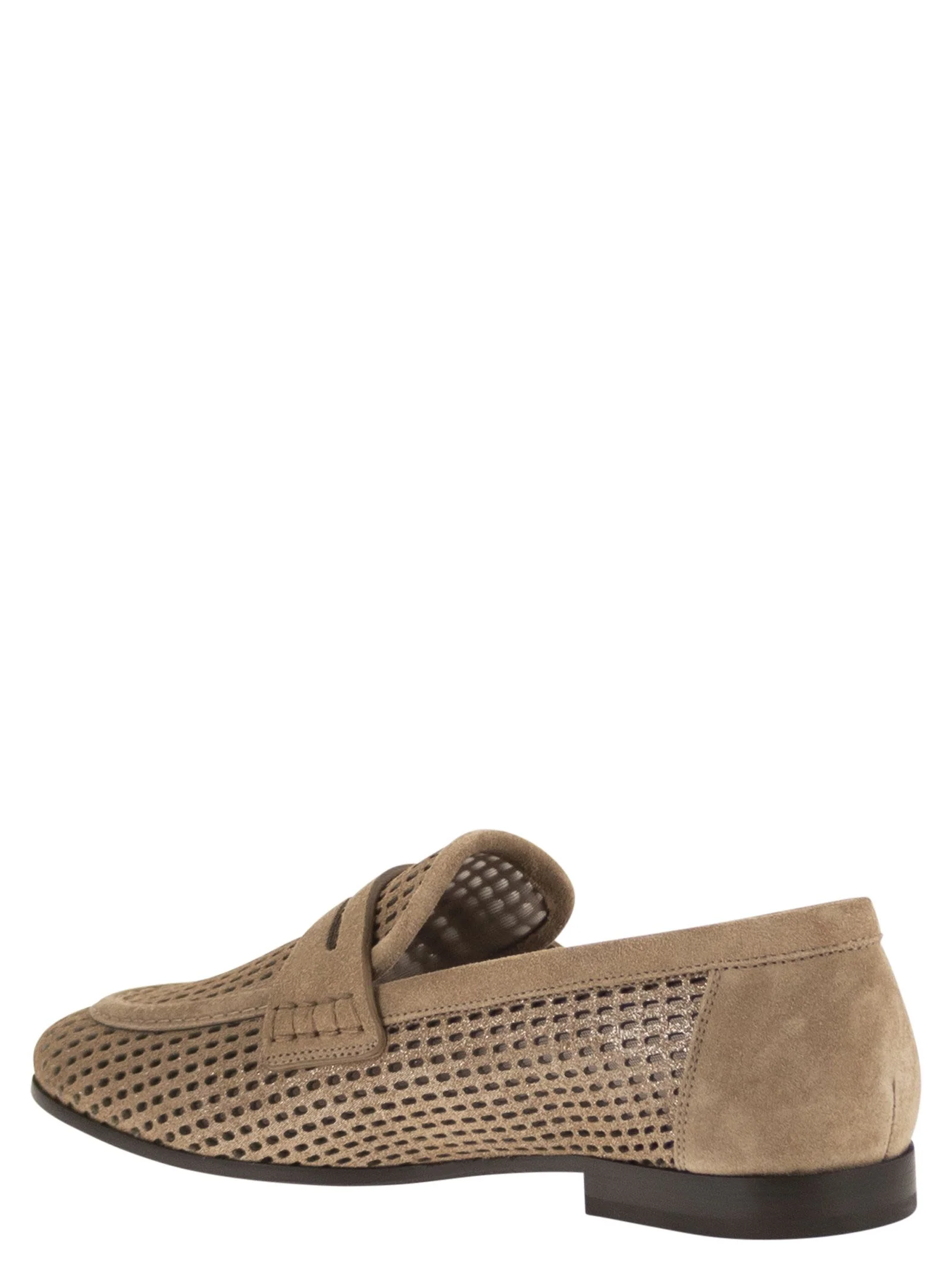 Brunello Cucinelli Women Sparkling Net Leather Loafers - Image 3