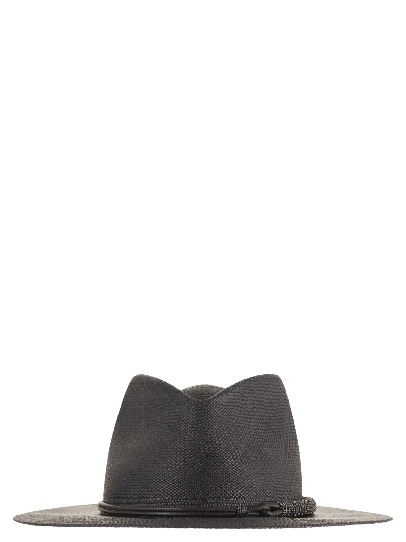 Brunello Cucinelli Women Straw Fedora With Precious Leather Band