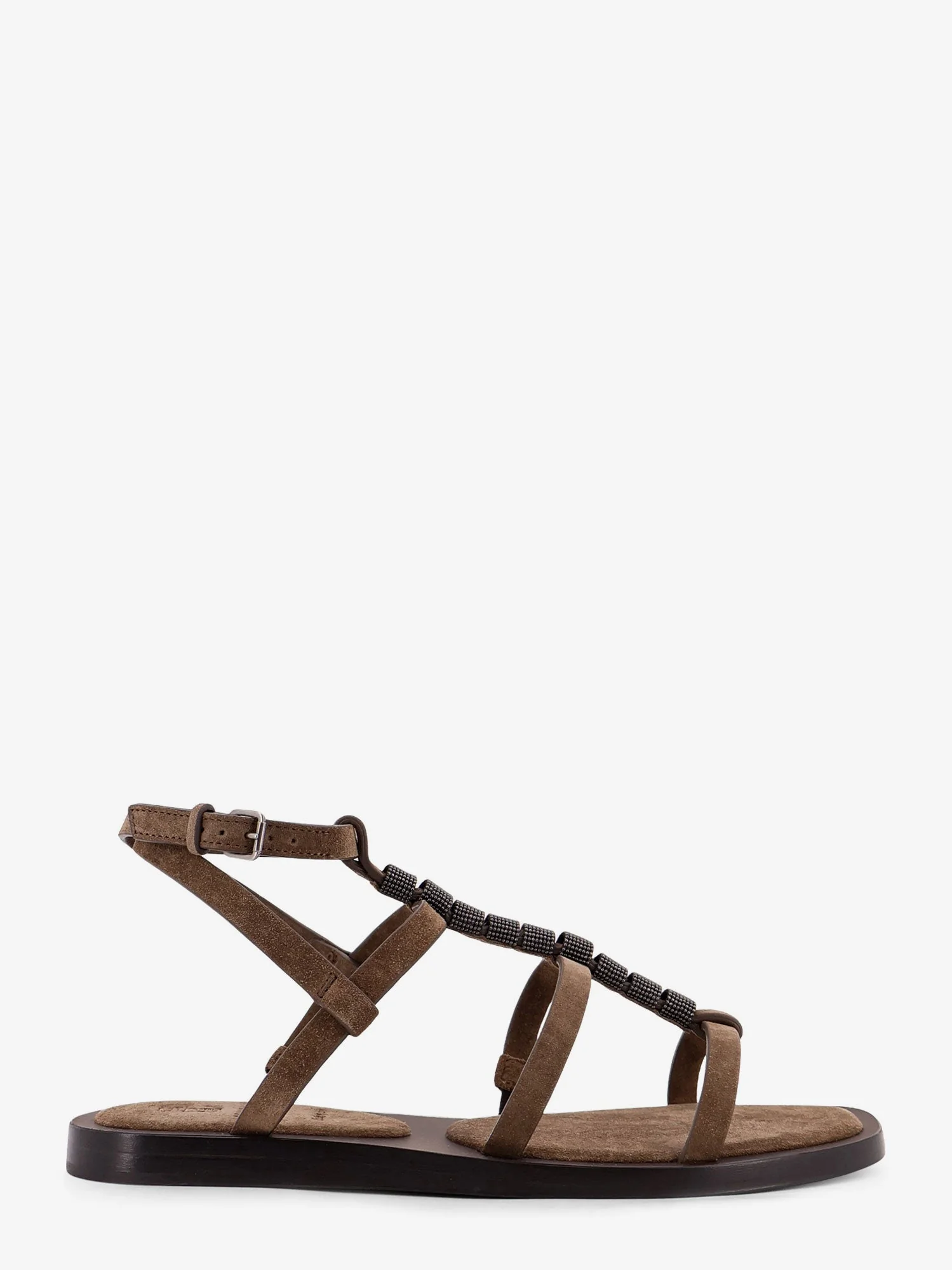 Brunello Cucinelli Women Suede Sandals With Monili Details