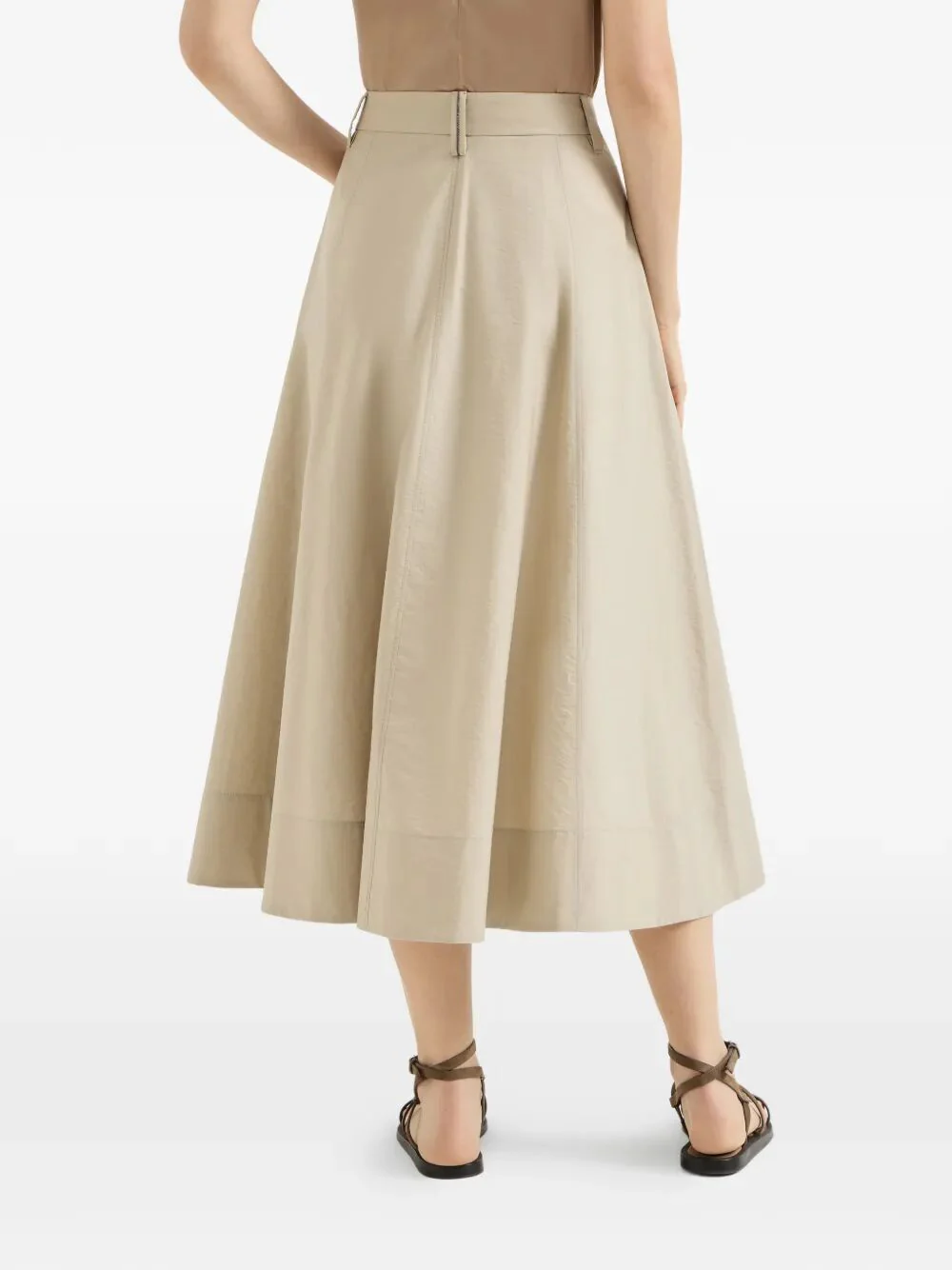 Brunello Cucinelli Women Techno Cotton Poplin Sartorial Skirt With Monili - Image 4