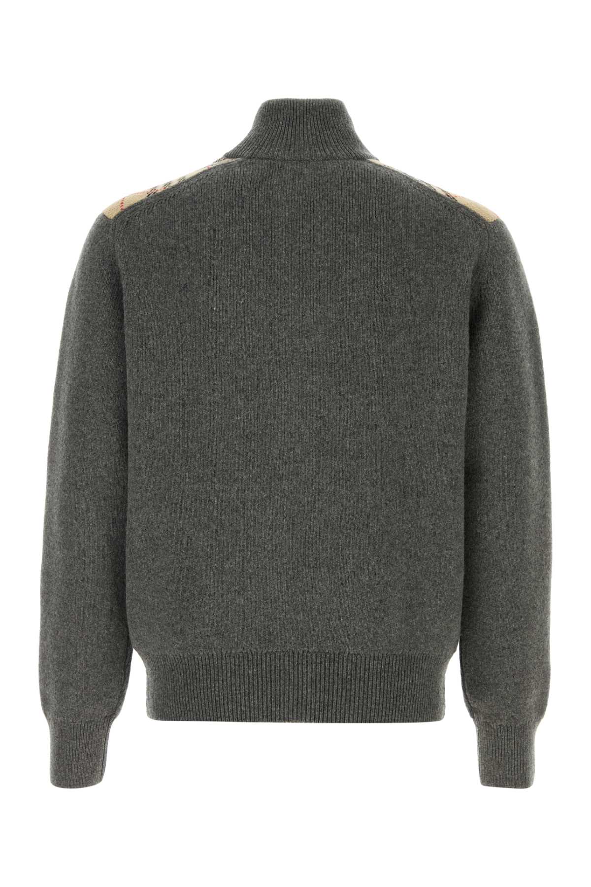 Burberry Men Dark Grey Wool Blend Cardigan - Image 2