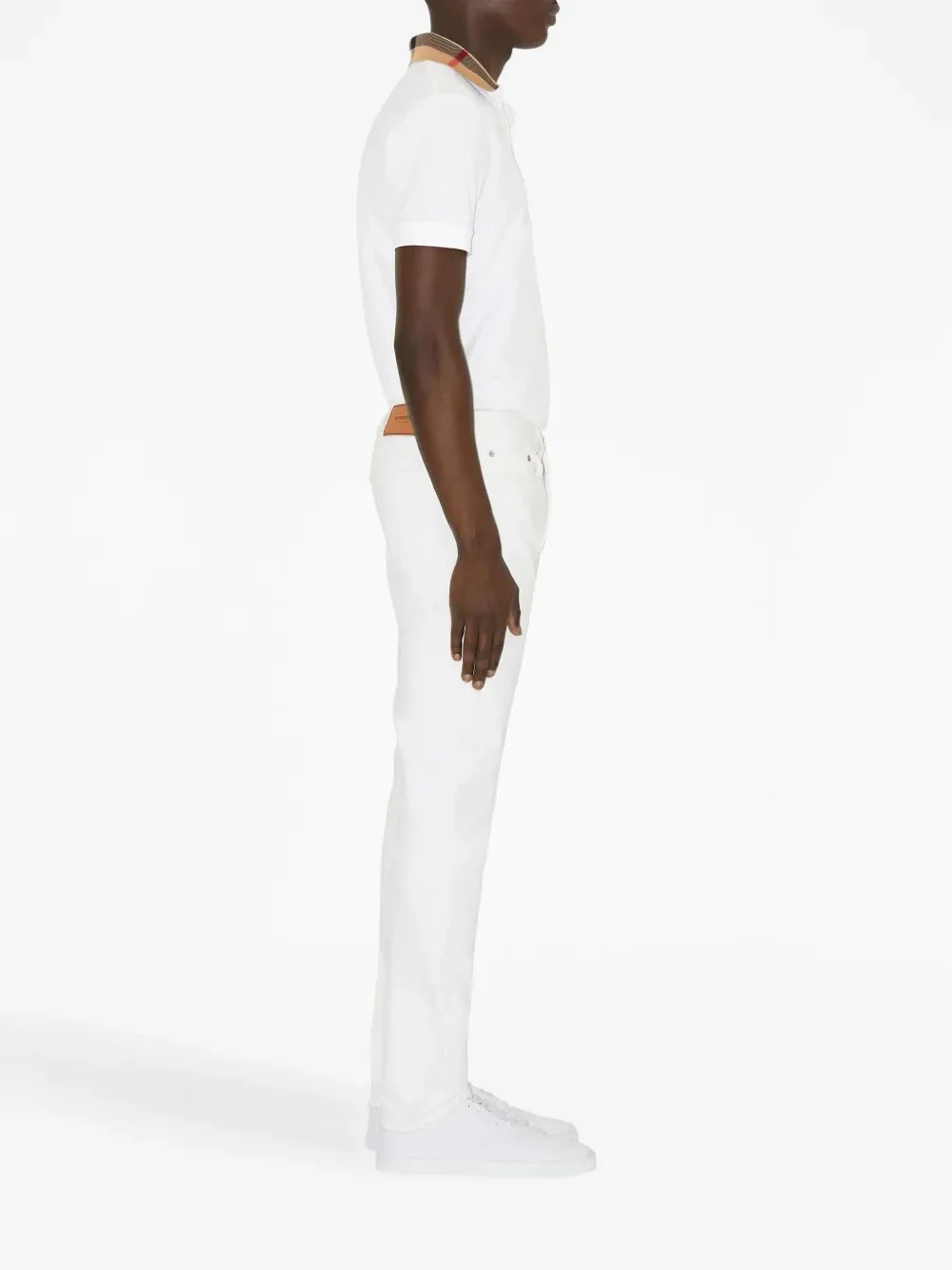 Burberry Men Slim Fit Check Collar Cotton Polo Shirt - Image 4