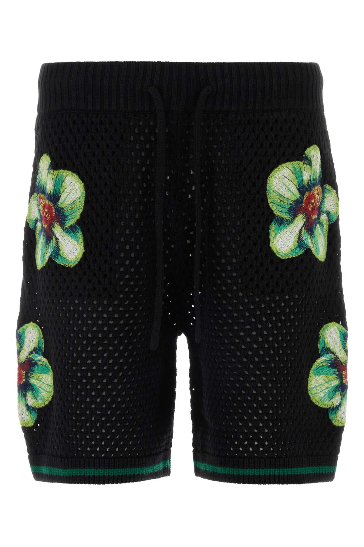 Casablanca Men Black Crochet Bermuda Shorts
