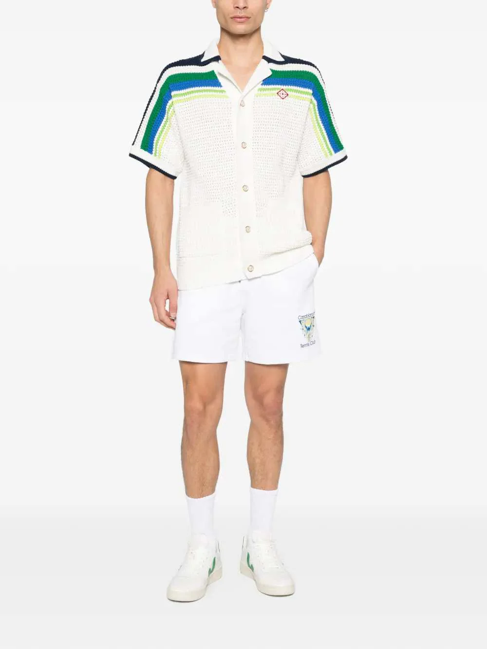Casablanca Men Men`S White Cotton Loopback Shorts - Image 2
