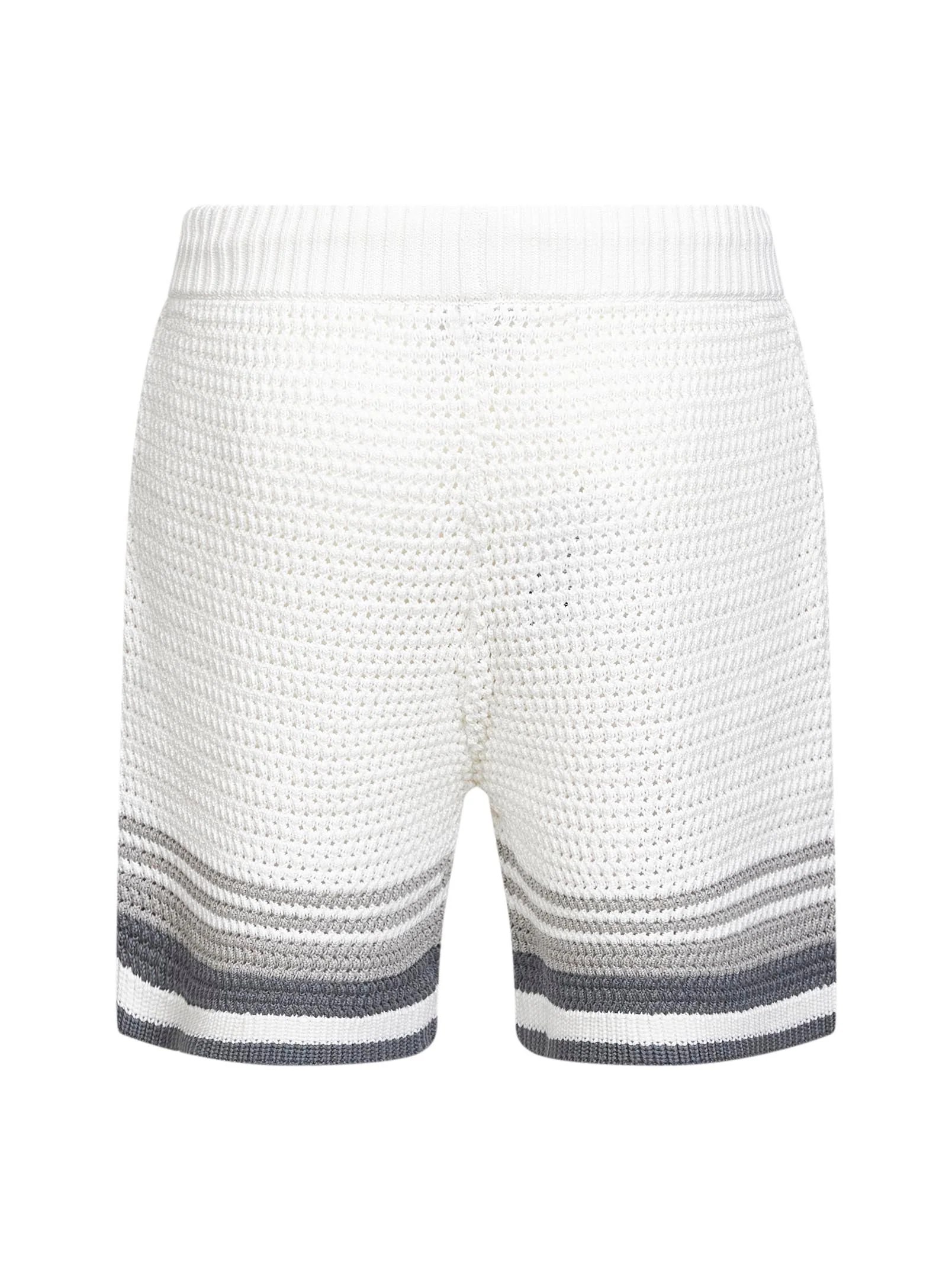 Casablanca Men White And Grey Crochet Cotton Shorts - Image 2