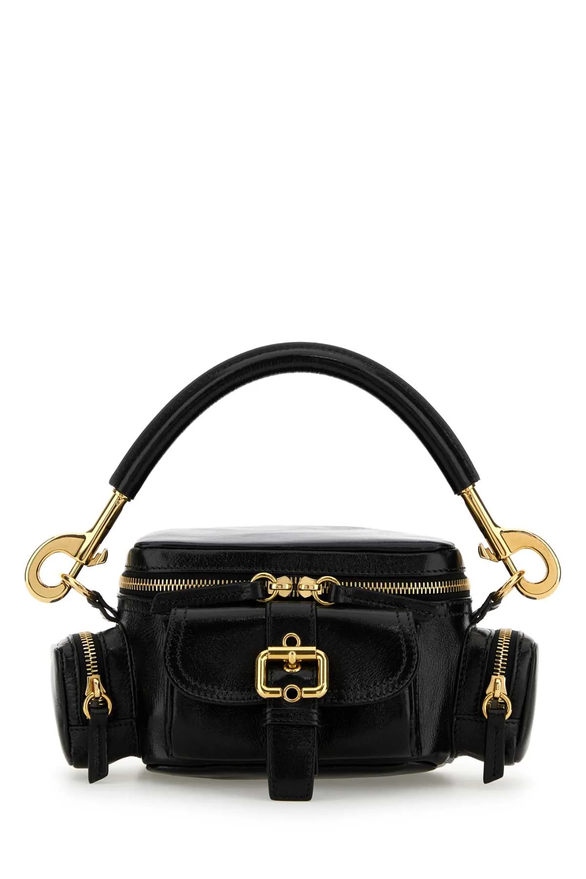 Chloe Women Black Leather Small Camera Bag Handbag