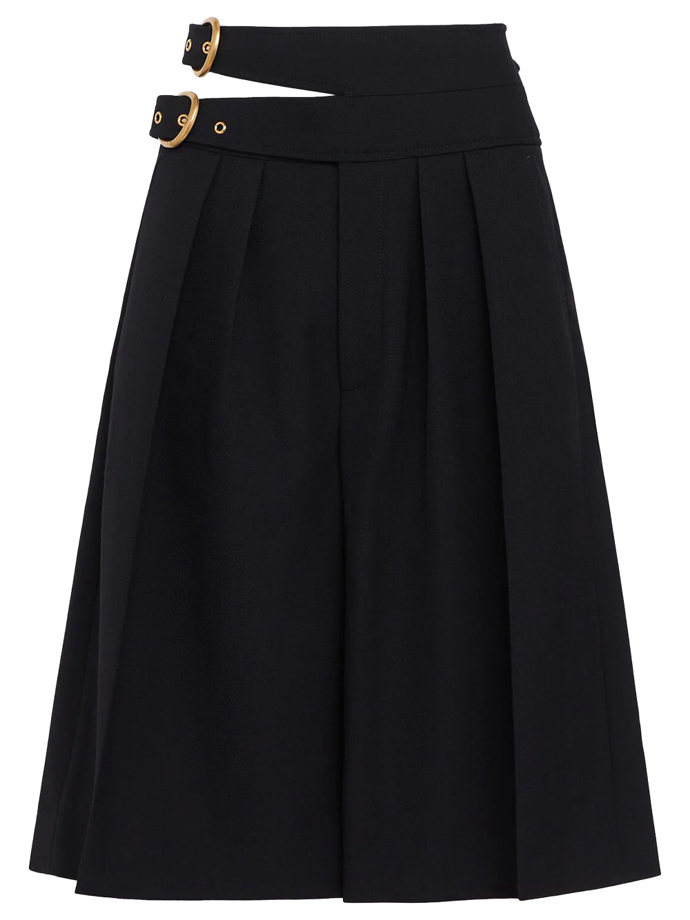 Chloe Women Double Belt Wool Bermudas