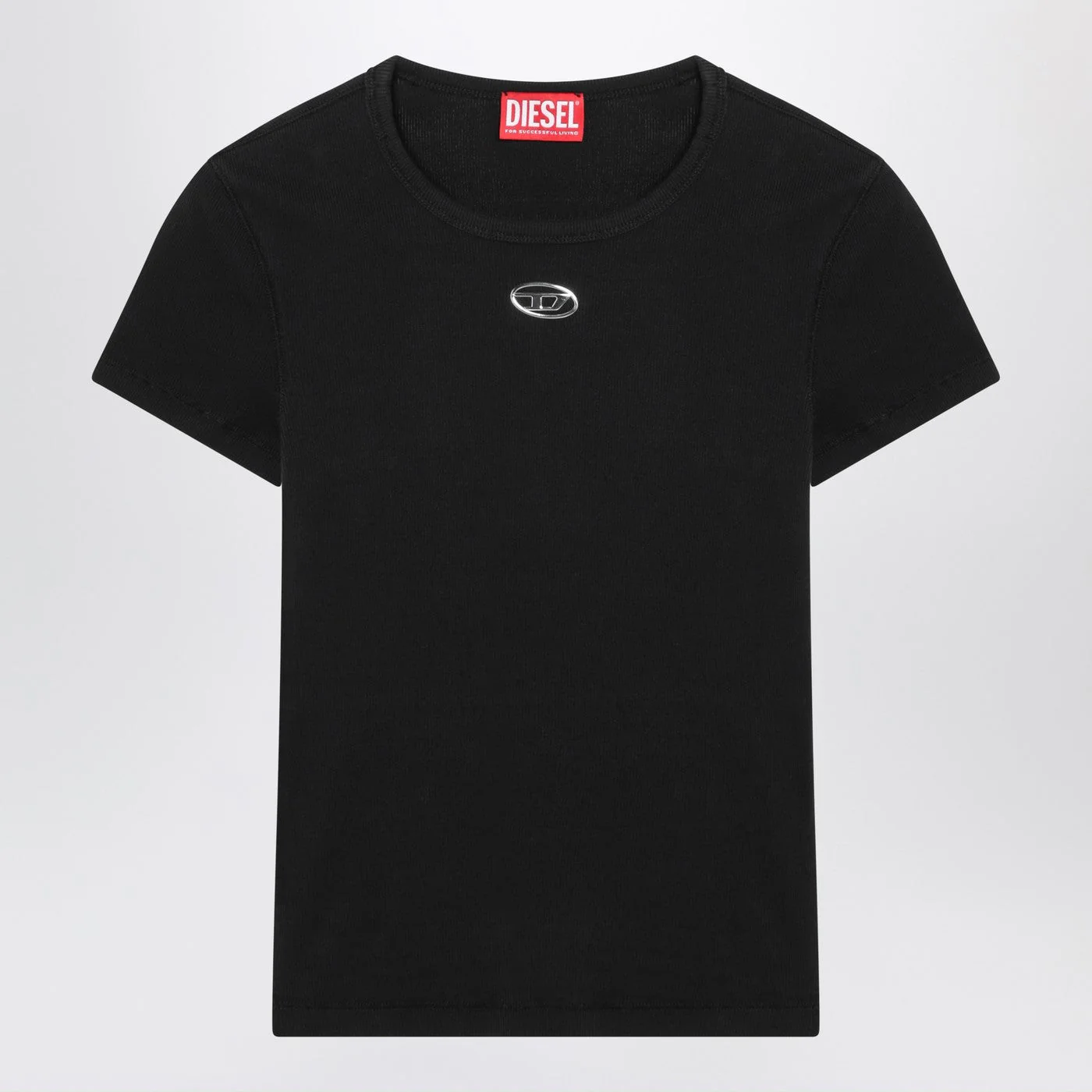 Diesel Black T-Shirt With Metallic Oval D Women