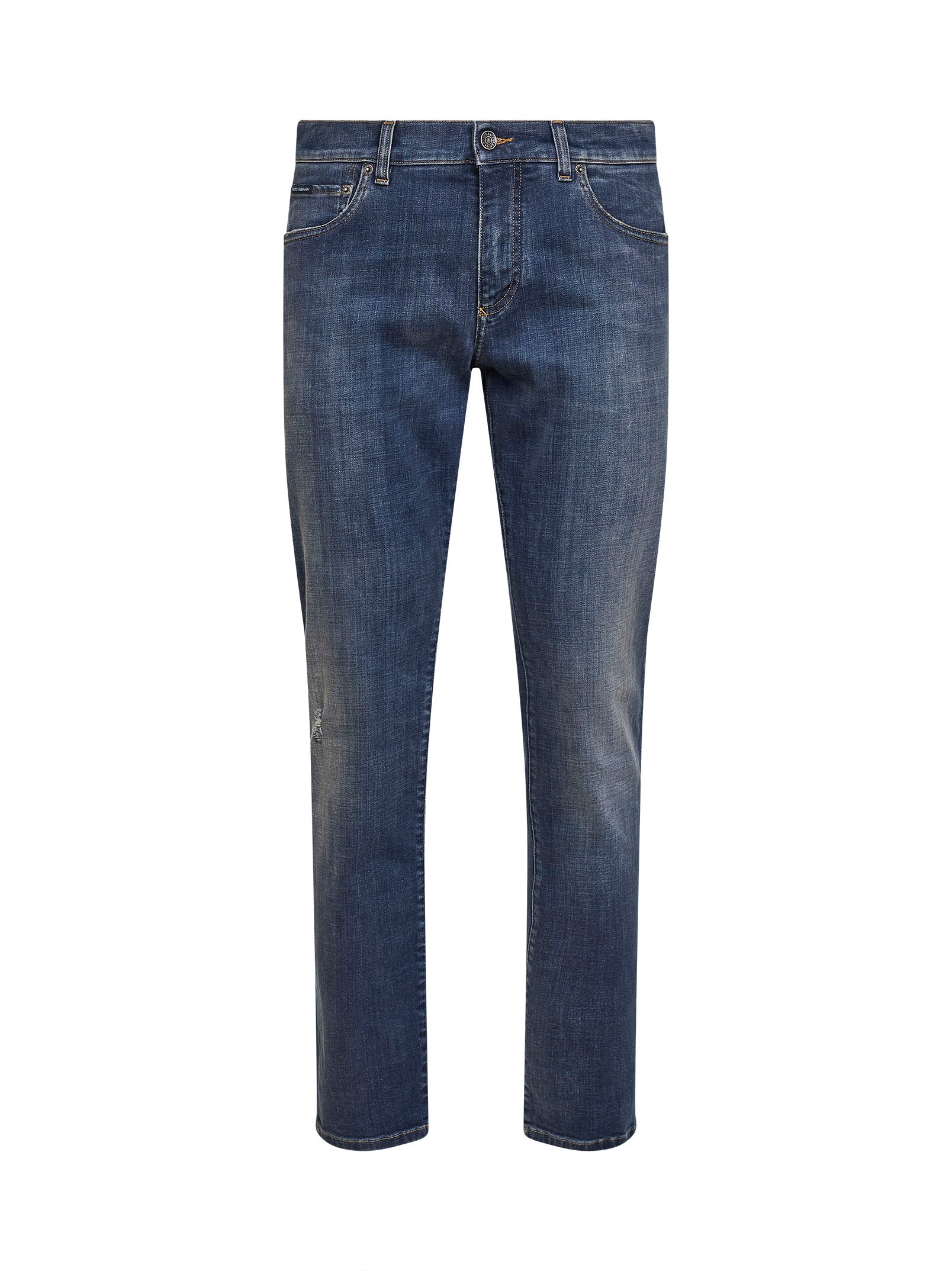 Dolce & Gabbana Men Blue Stretch Cotton Denim Slim Jeans