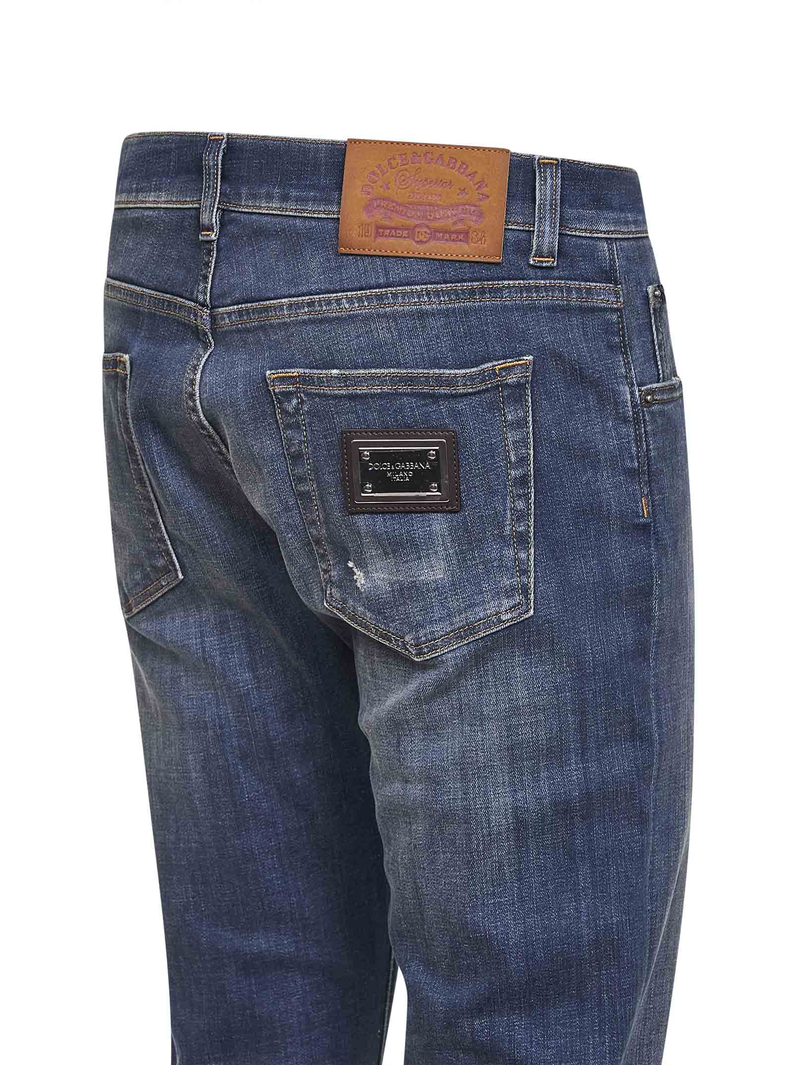 Dolce & Gabbana Men Blue Stretch Cotton Denim Slim Jeans - Image 3