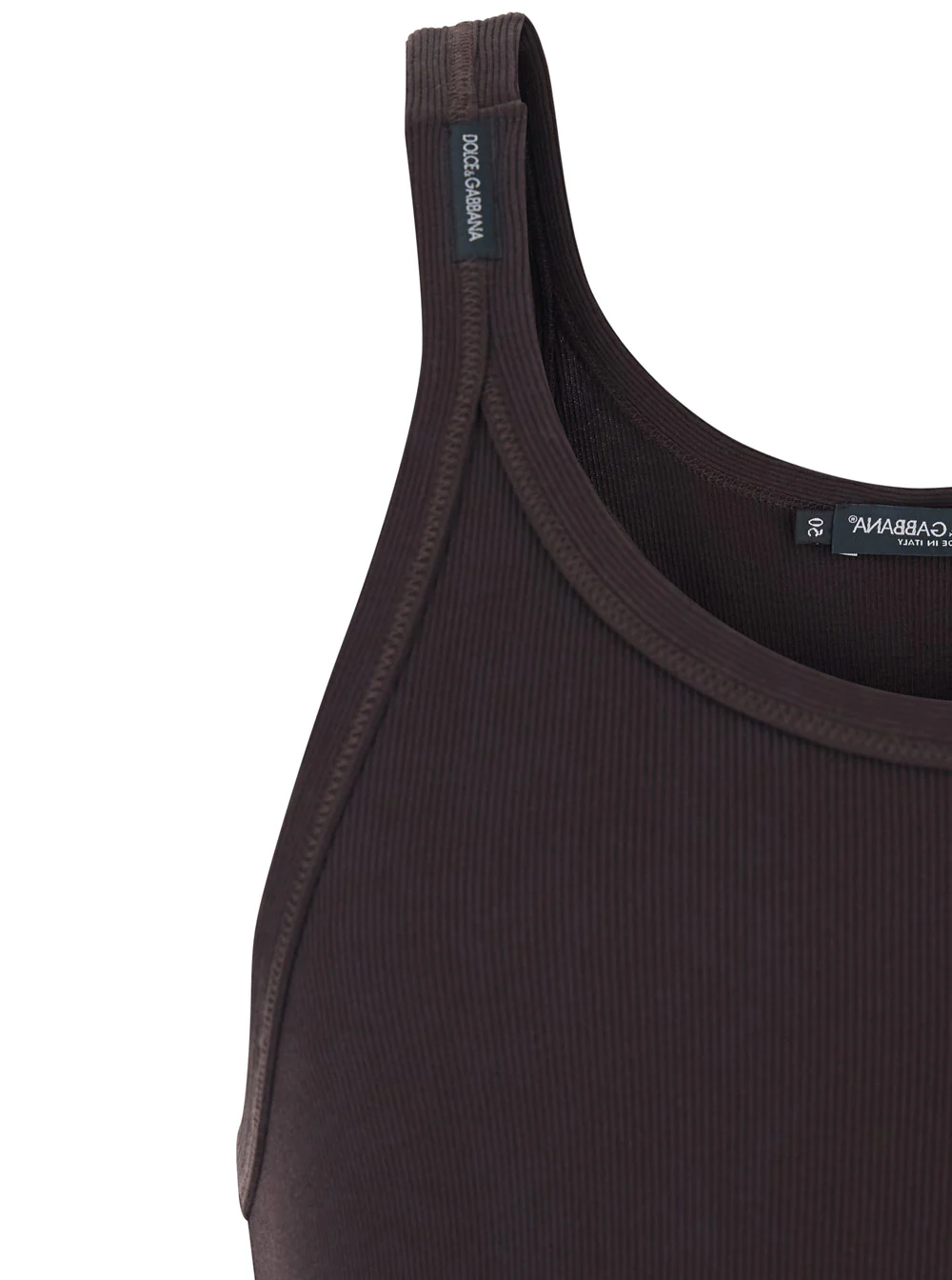 Dolce & Gabbana Men Brown Crew Neck Top With Ribbed Design In Cotton Man - Image 3