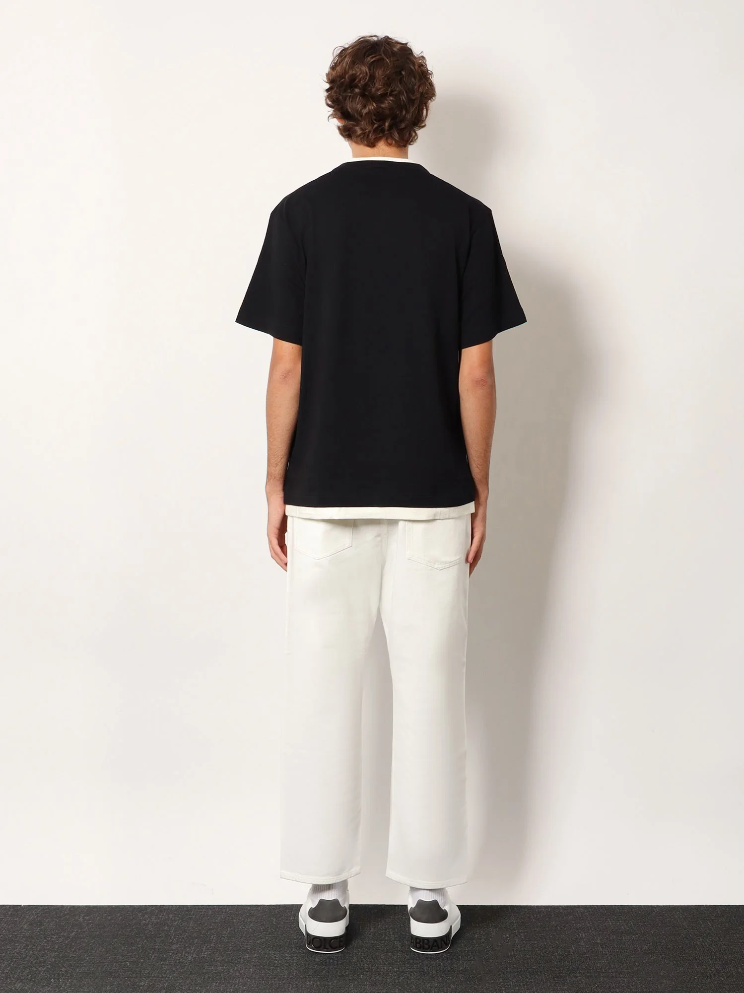 Dolce & Gabbana Men Cotton T-Shirt With Flocked Logo Print - Image 3