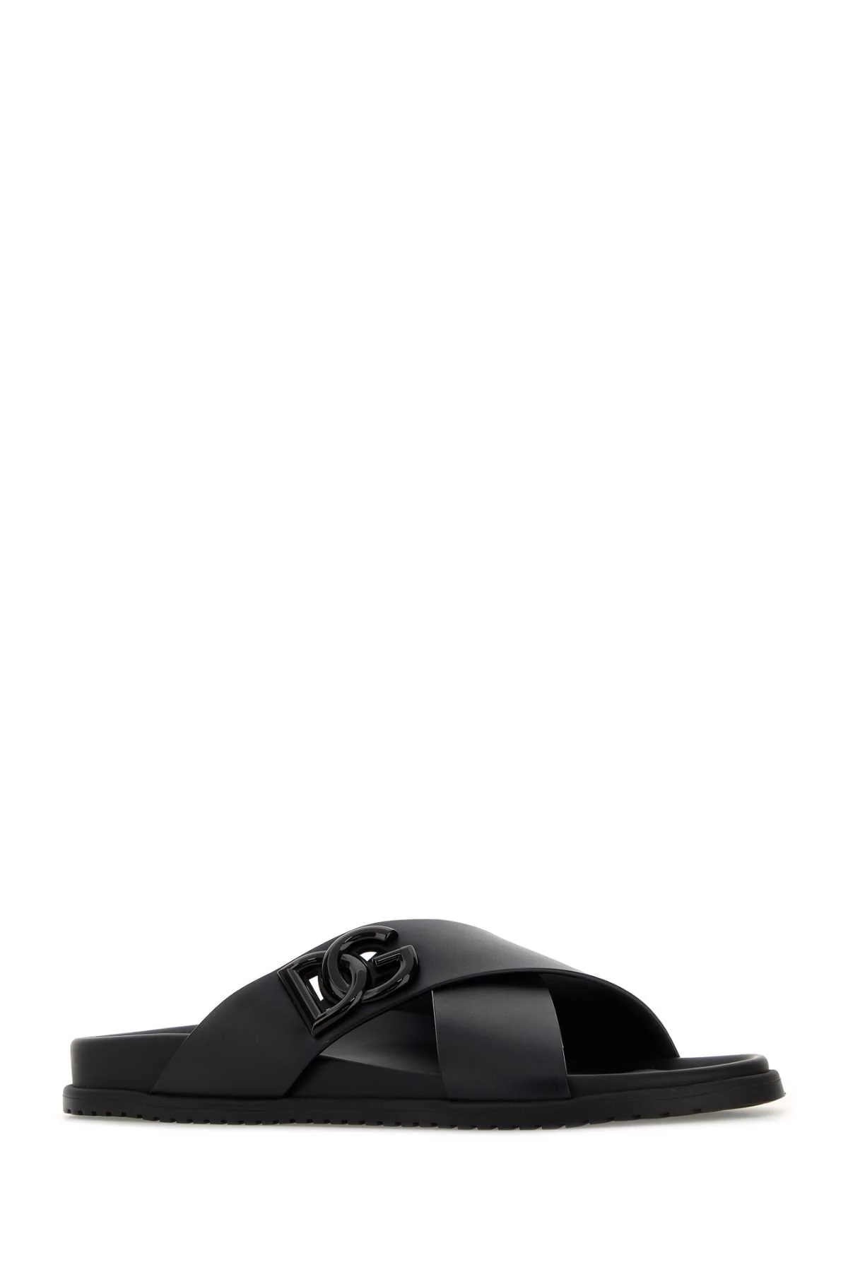 Dolce & Gabbana Men Black Leather Slippers - Image 2