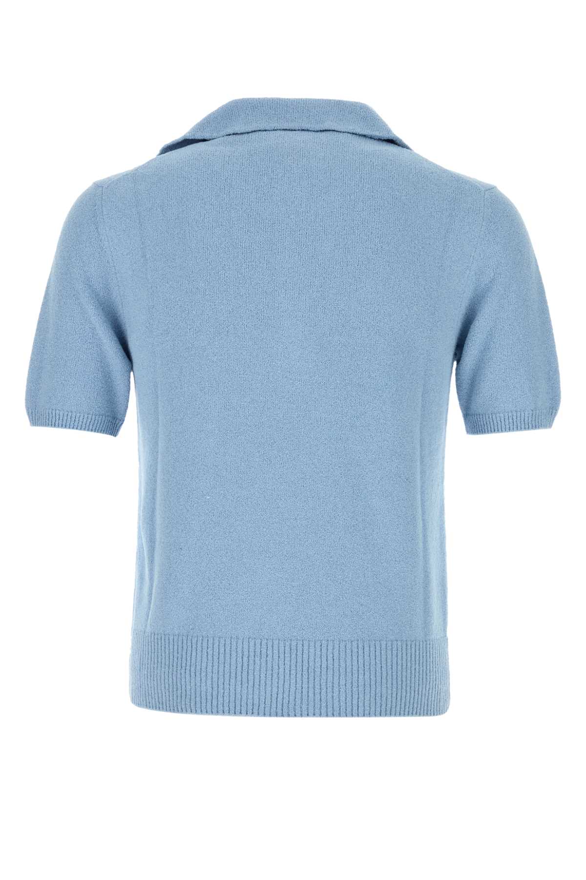Dolce & Gabbana Men Light Blue Cotton Blend Polo Shirt - Image 2