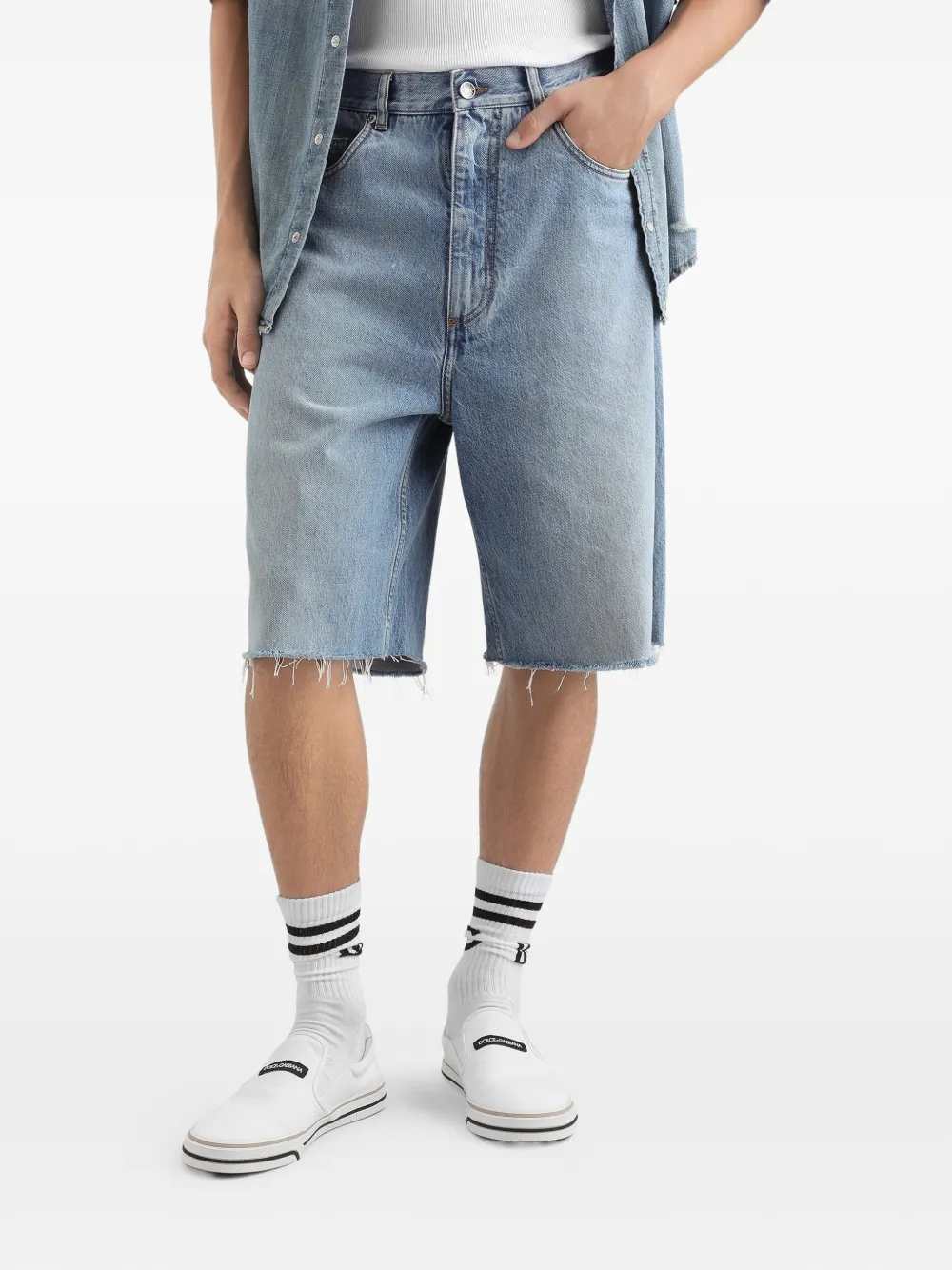 Dolce & Gabbana Men Logo Denim Shorts - Image 4