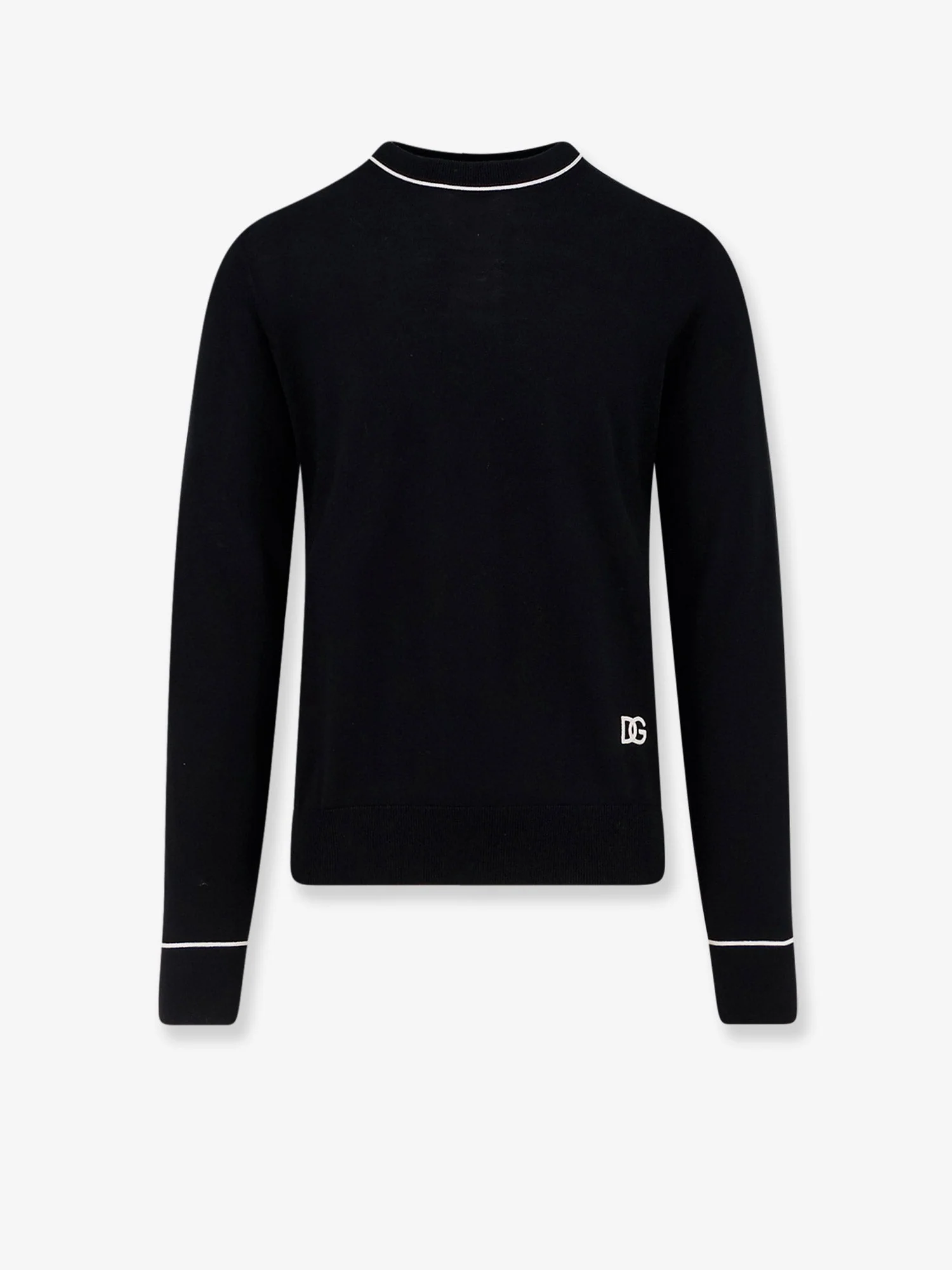 Dolce & Gabbana Men Virgin Wool Sweater With Embroidered Dg Logo