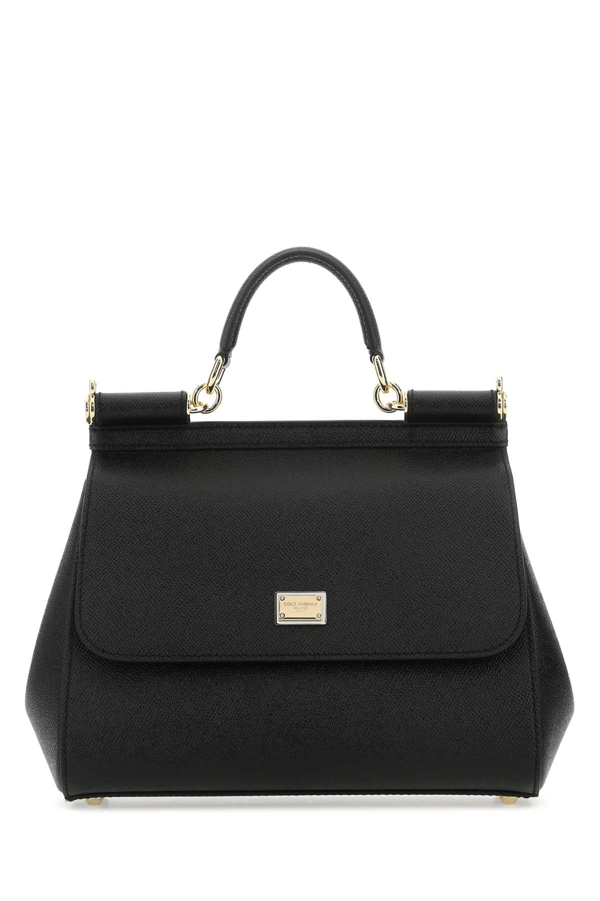 Dolce & Gabbana Women Black Leather Medium Sicily Handbag