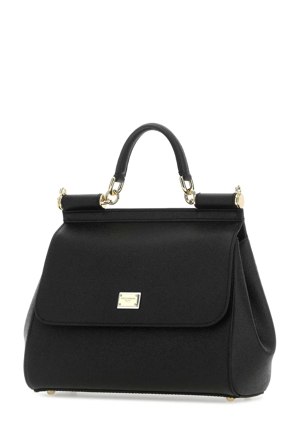 Dolce & Gabbana Women Black Leather Medium Sicily Handbag - Image 2