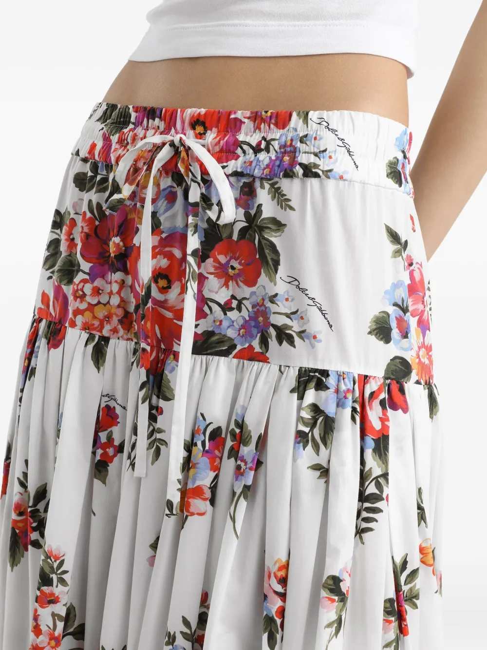 Dolce & Gabbana Women Floral Drawstring Skirt - Image 4