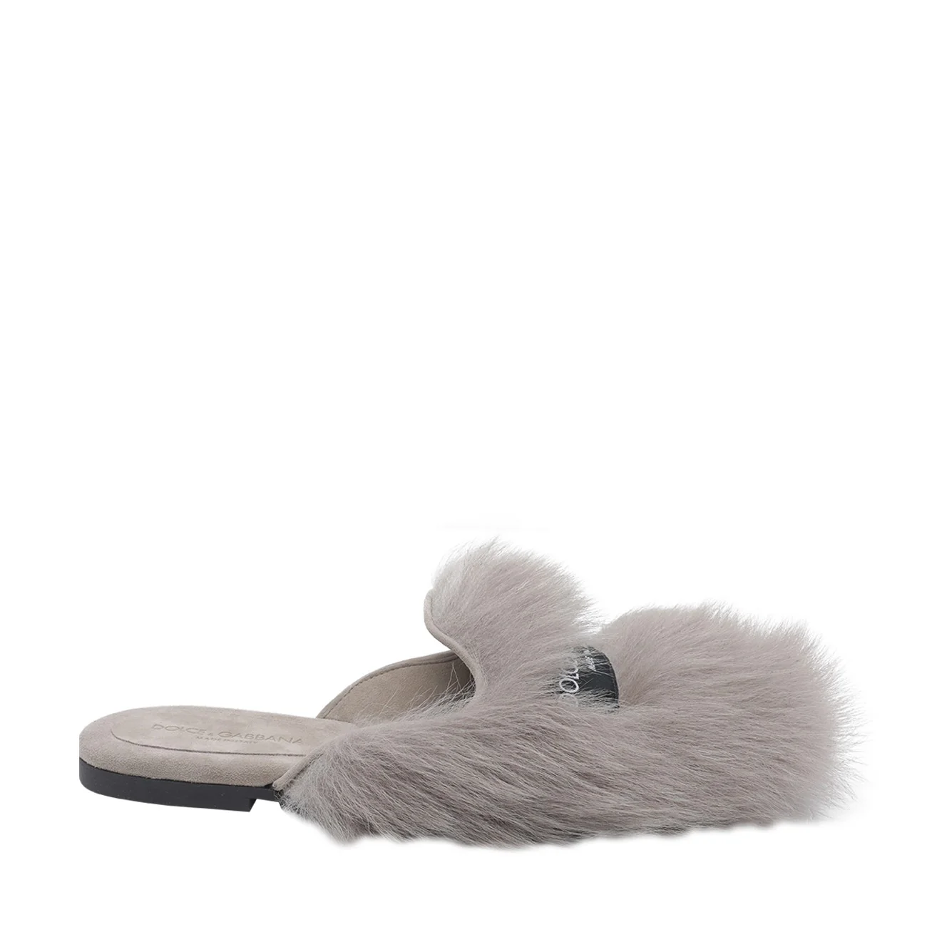 Dolce&Gabbana Women Logo Shearling And Suede Slippers