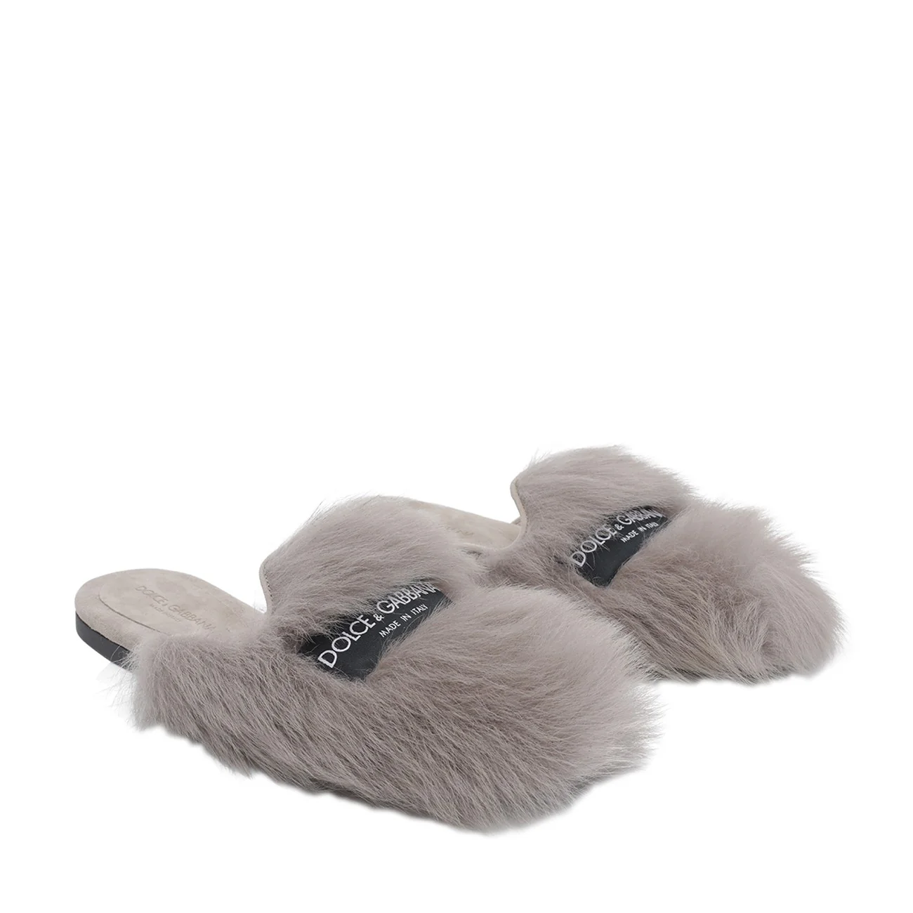 Dolce&Gabbana Women Logo Shearling And Suede Slippers - Image 3