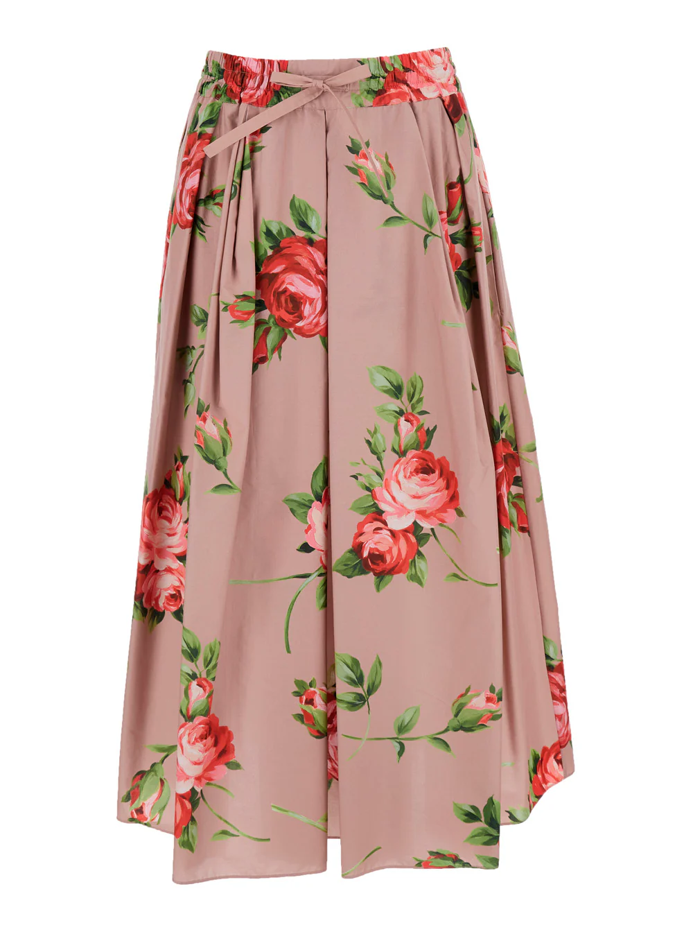 Dolce & Gabbana Women Pink Skirt With Elasticated Waist And All-Over Floral Print In Cotton Woman