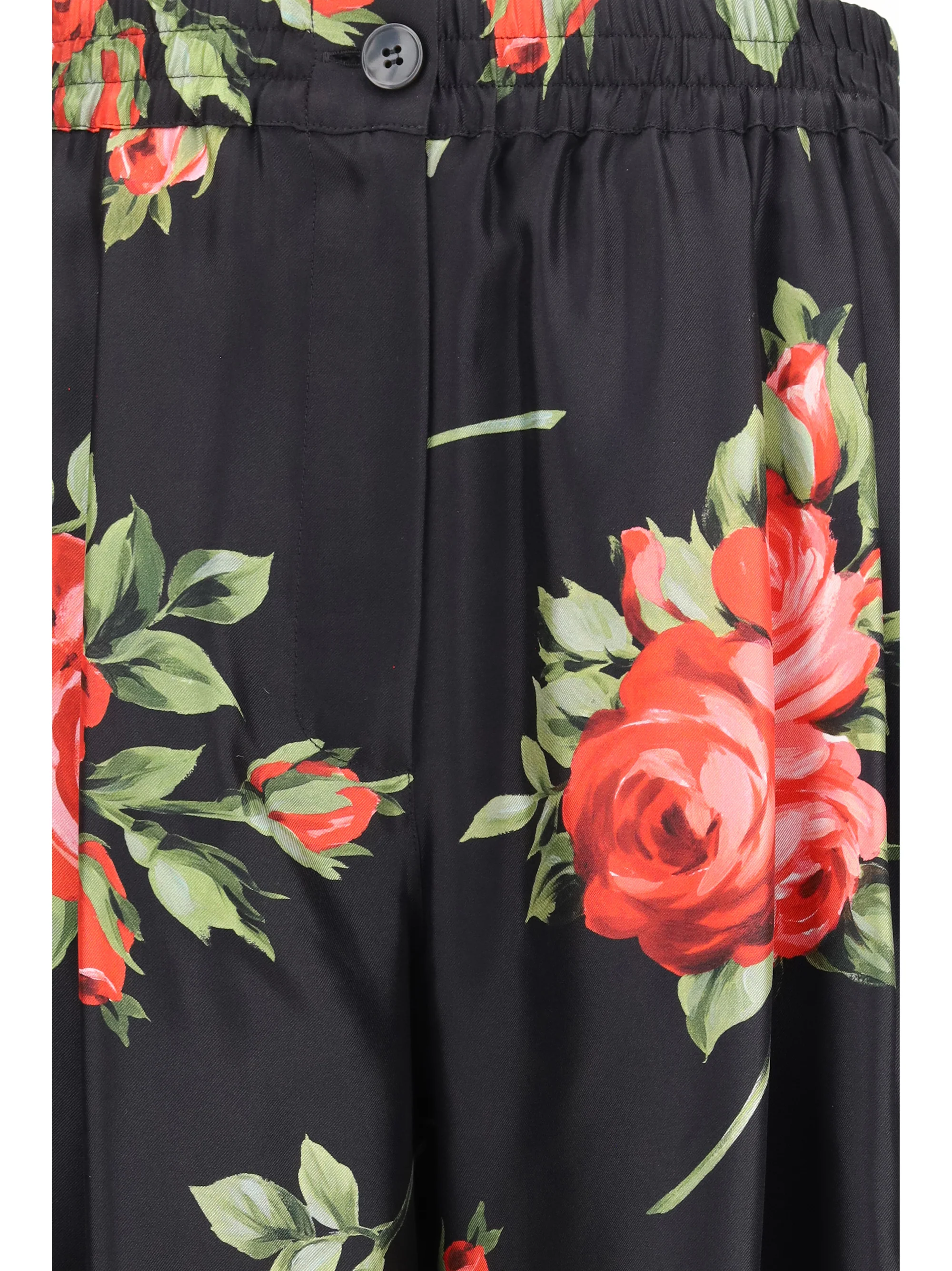 Dolce & Gabbana Women Wide-Leg Pants With A Rose Bouquet Print - Image 3