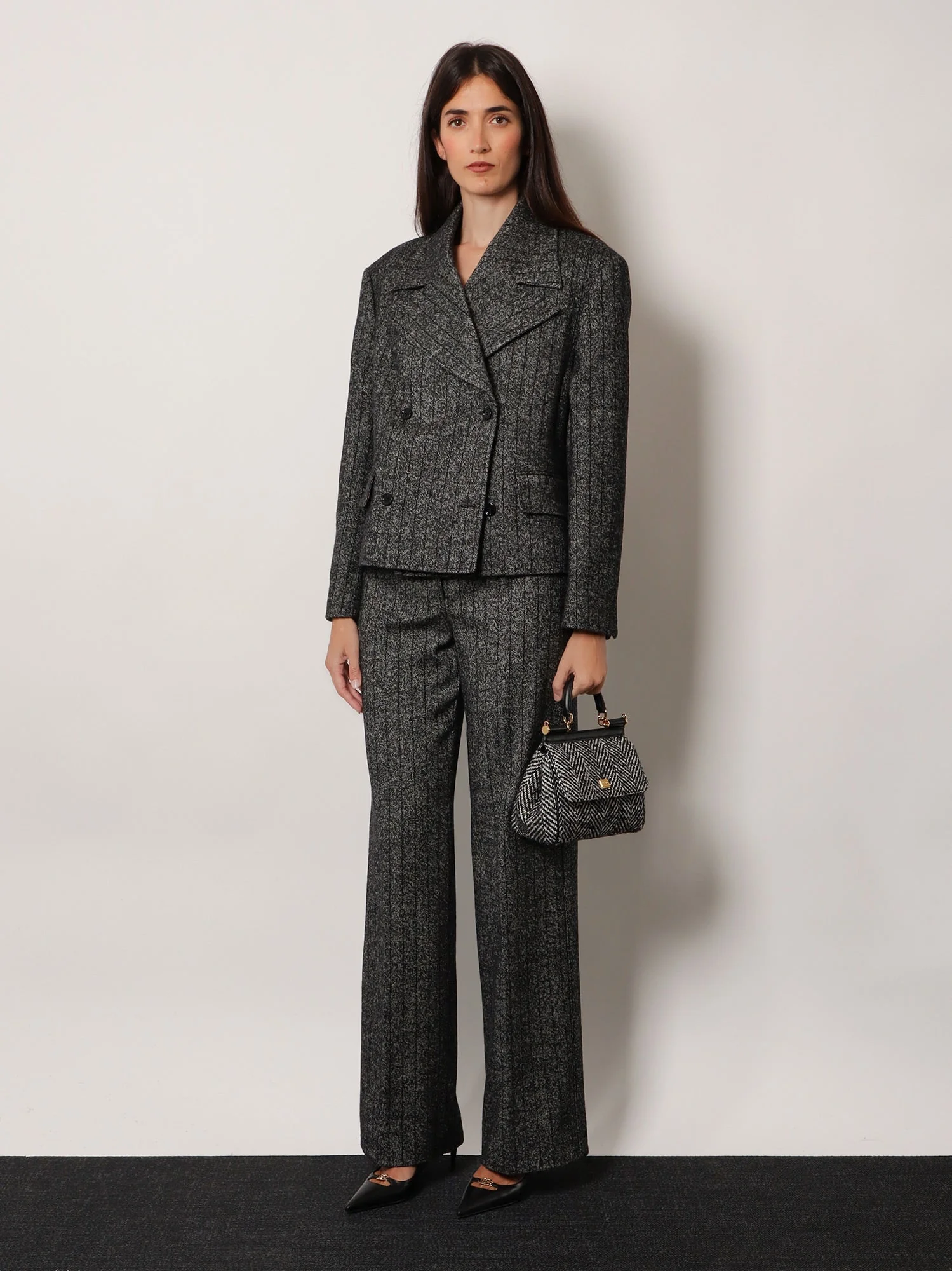 Dolce & Gabbana Women Wool Blend Striped Double-Breasted Blazer - Image 2