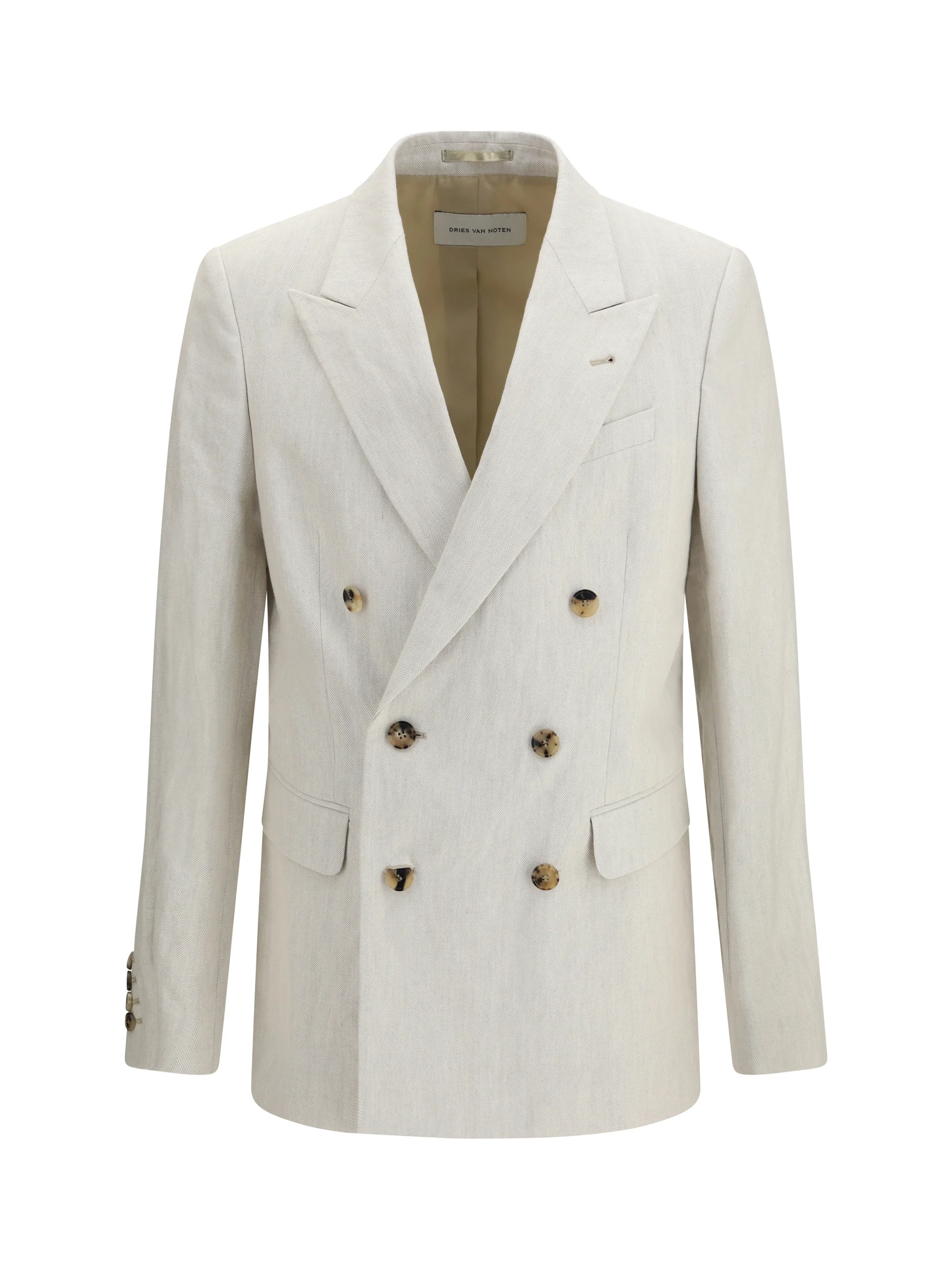 Dries Van Noten Men Barry Blazer In A Cotton And Linen Herringbone Blend