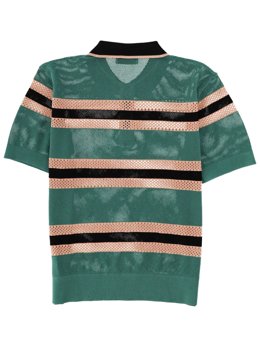 Dries Van Noten Men Perforated "Mercy Stripe" Polo Shirt - Image 5