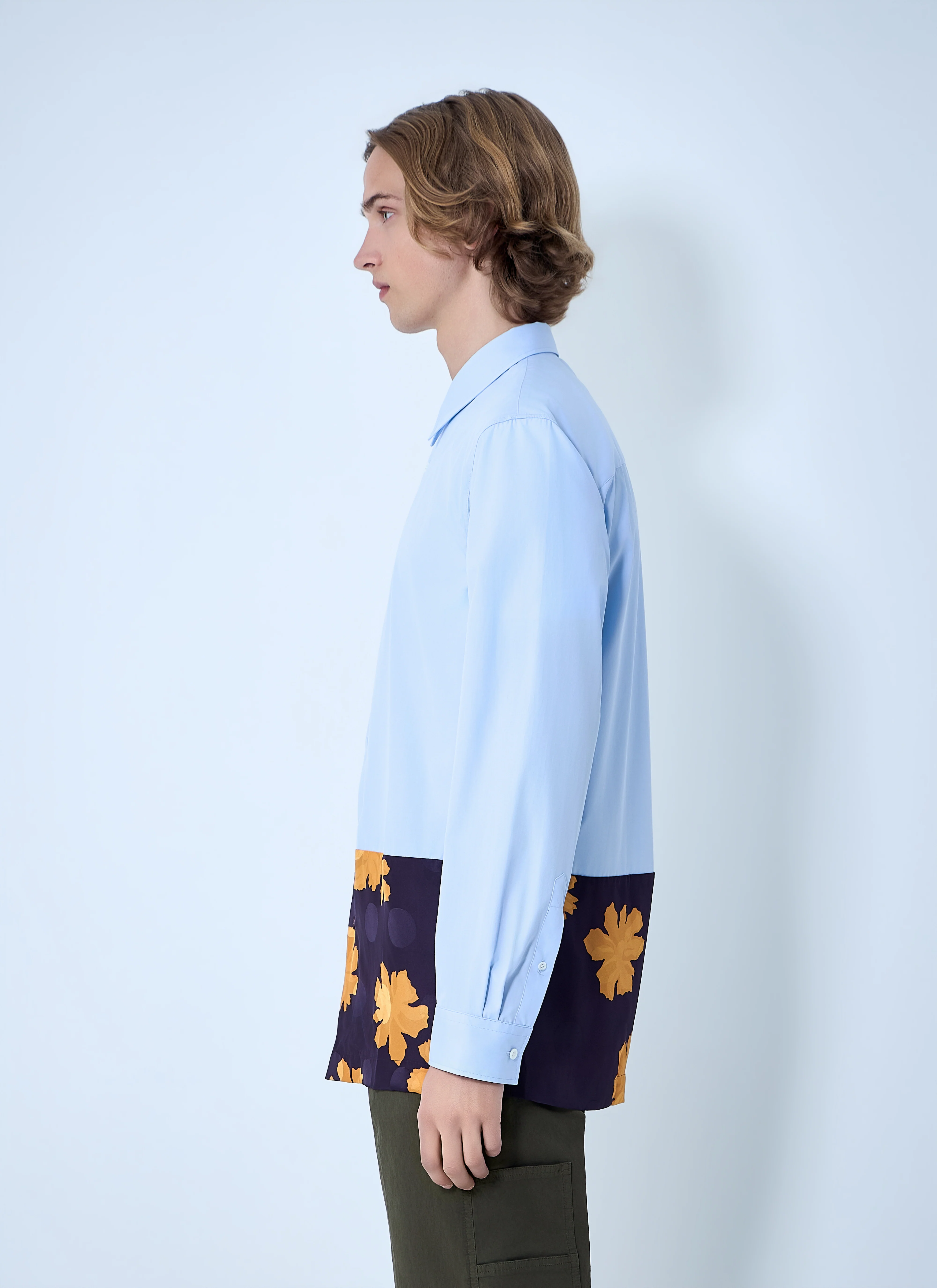 Dries Van Noten Men Contrast Cotton Shirt - Image 3