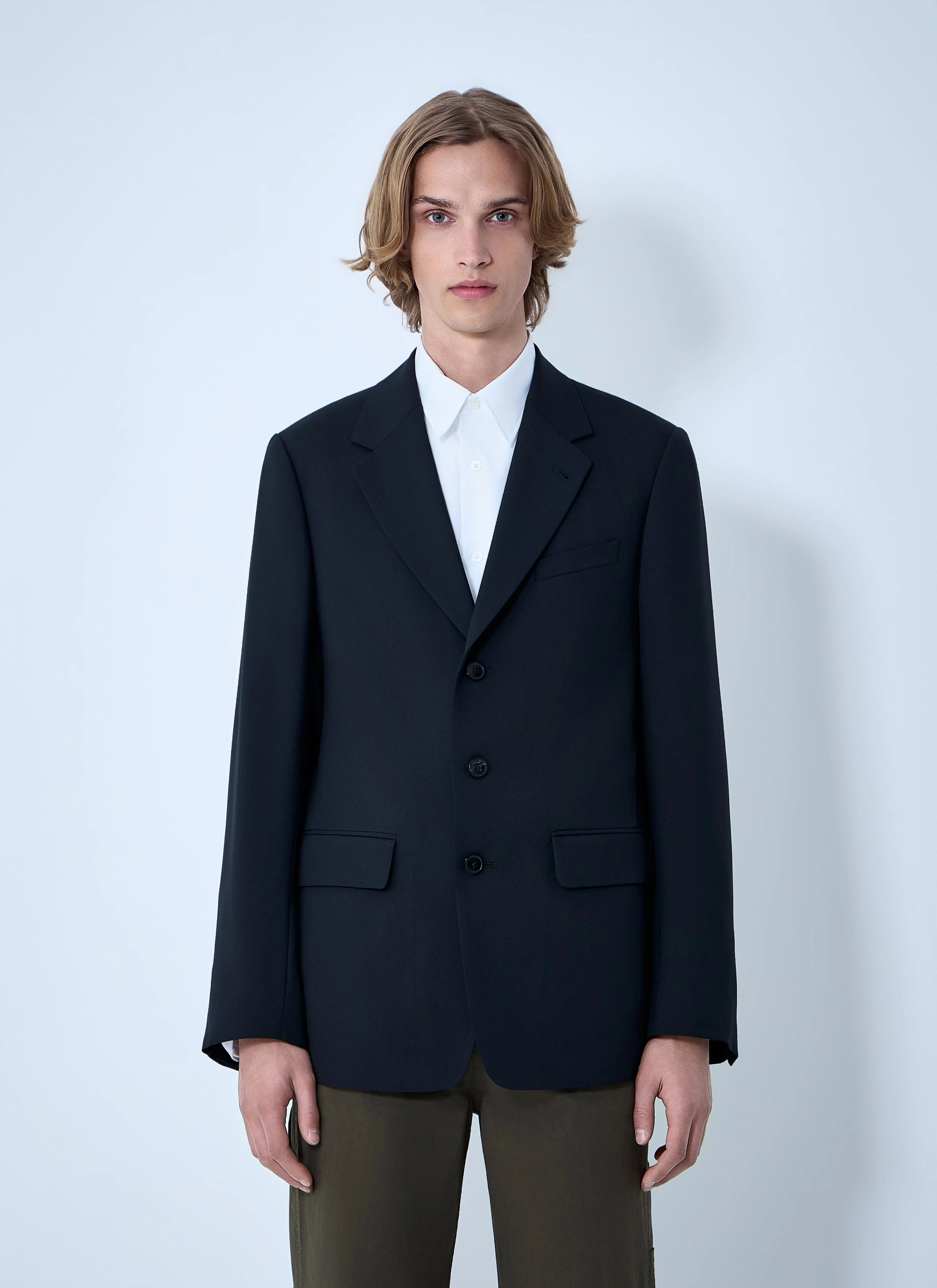 Dries Van Noten Men Single-Breasted Wool Blazer