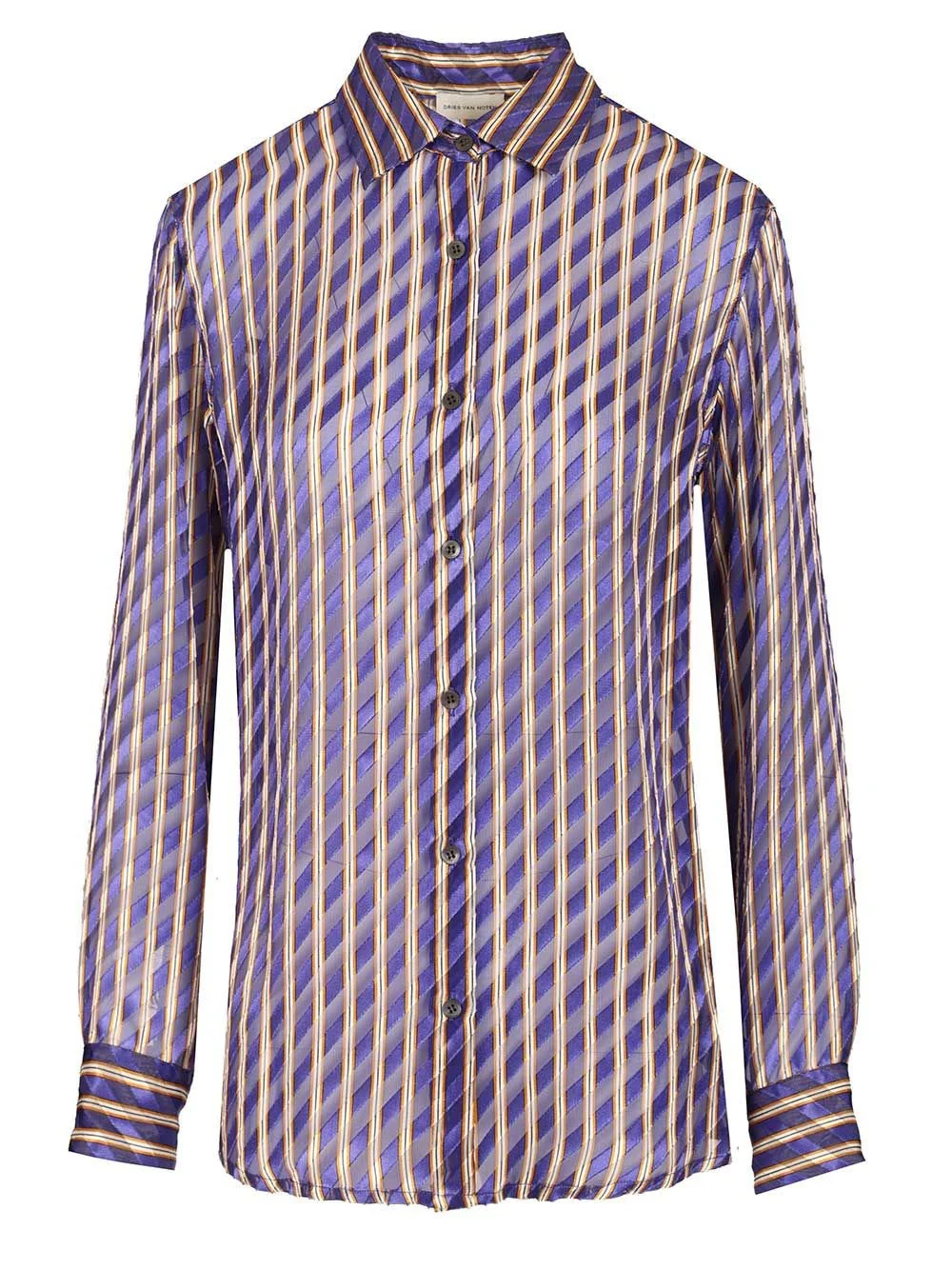 Dries Van Noten Women Striped Dévoré Satin Shirt